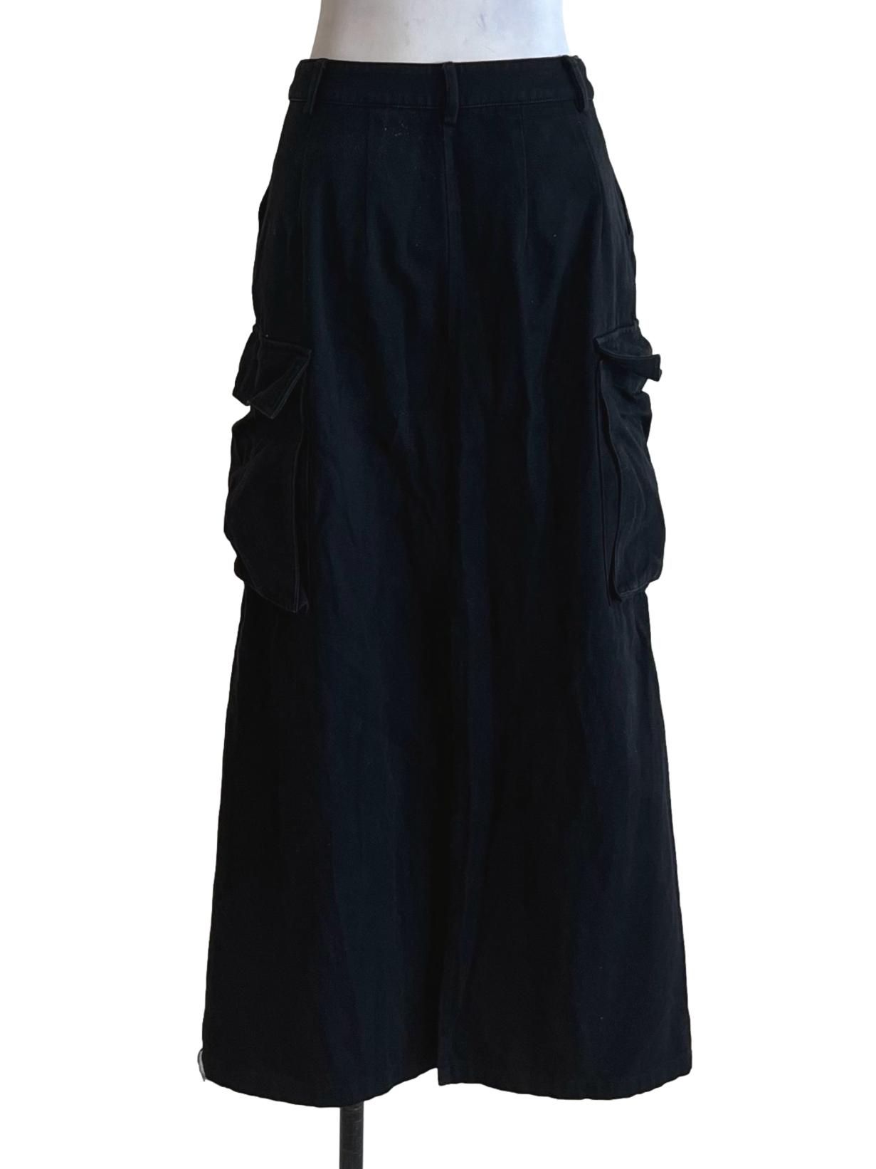 Black High-Waisted Cargo Skirt