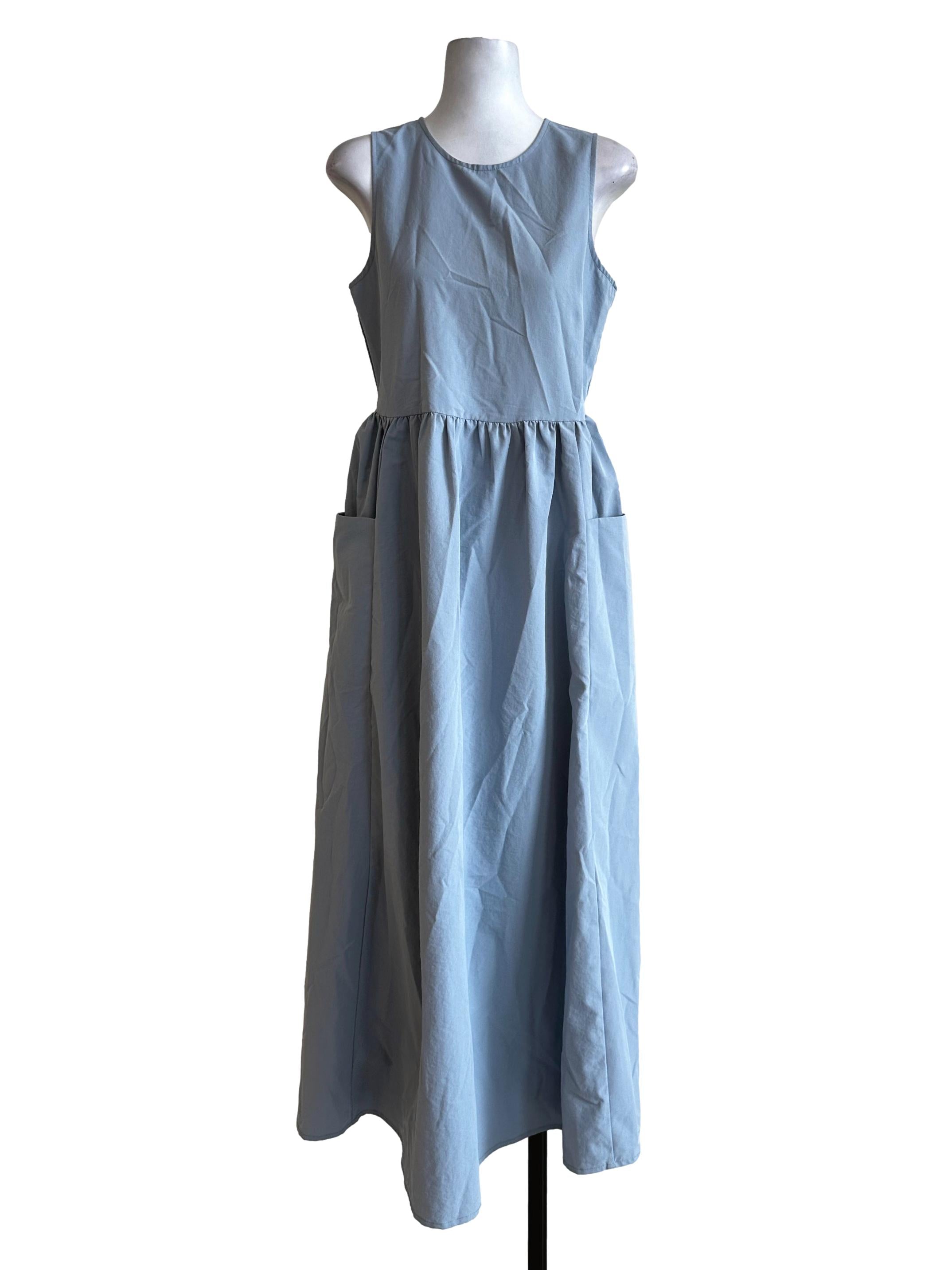Stone Blue Plain Maxi Dress