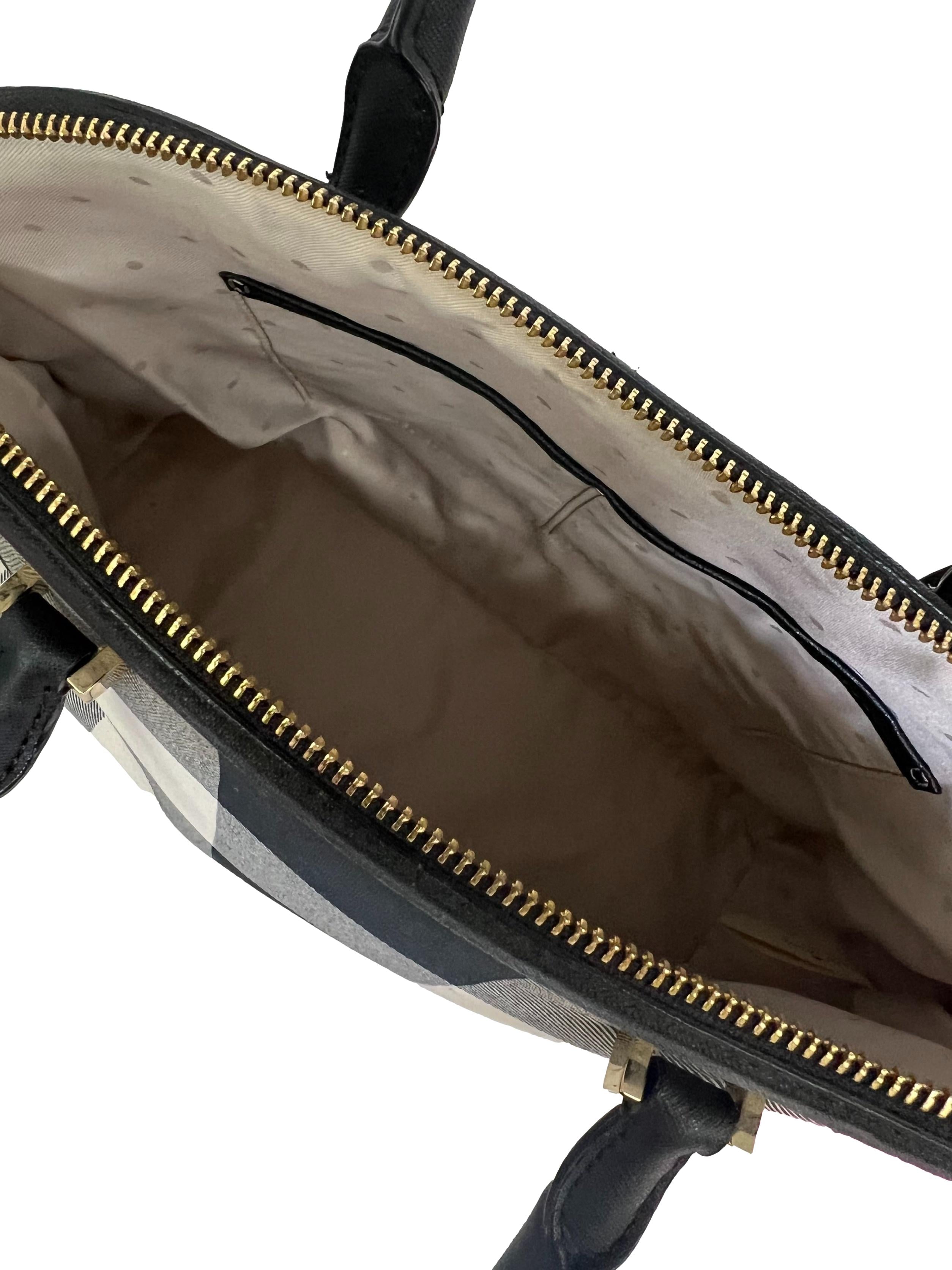 White Black Checkered Canvas Handbag CSN