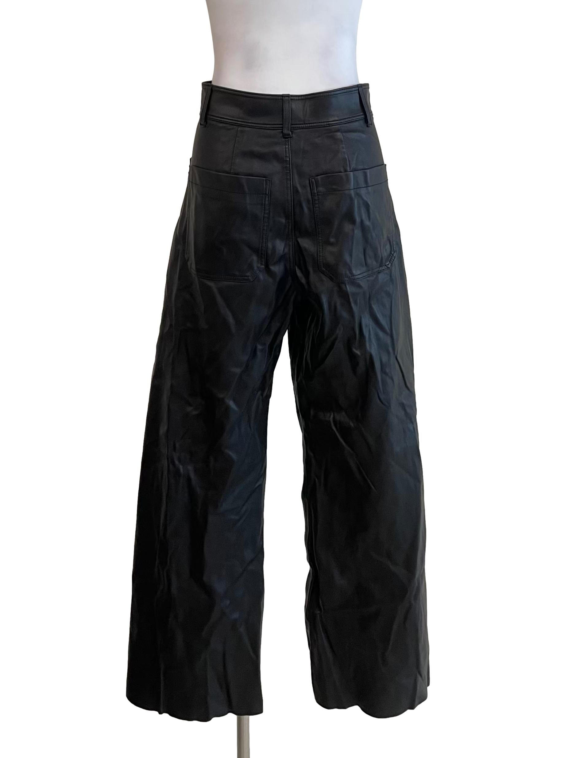 Black Leather High Waist Pants