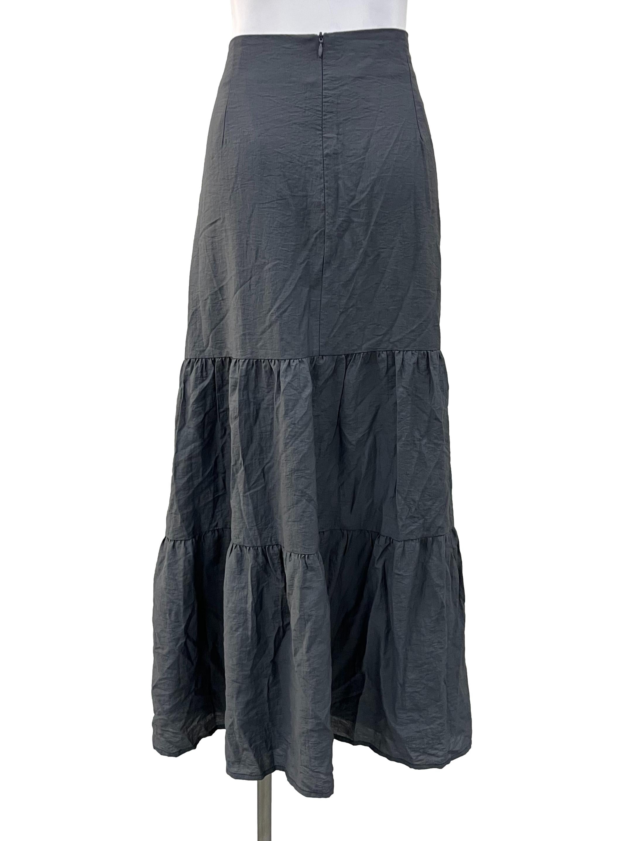 Dark Grey Dropwaist Tiered Skirt