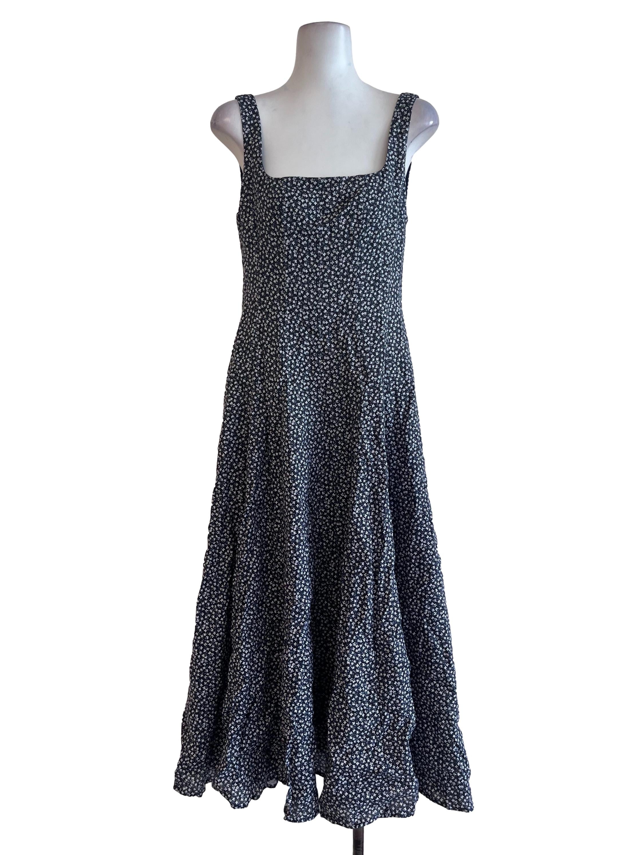 Black Based White Flower Pattern Dress
