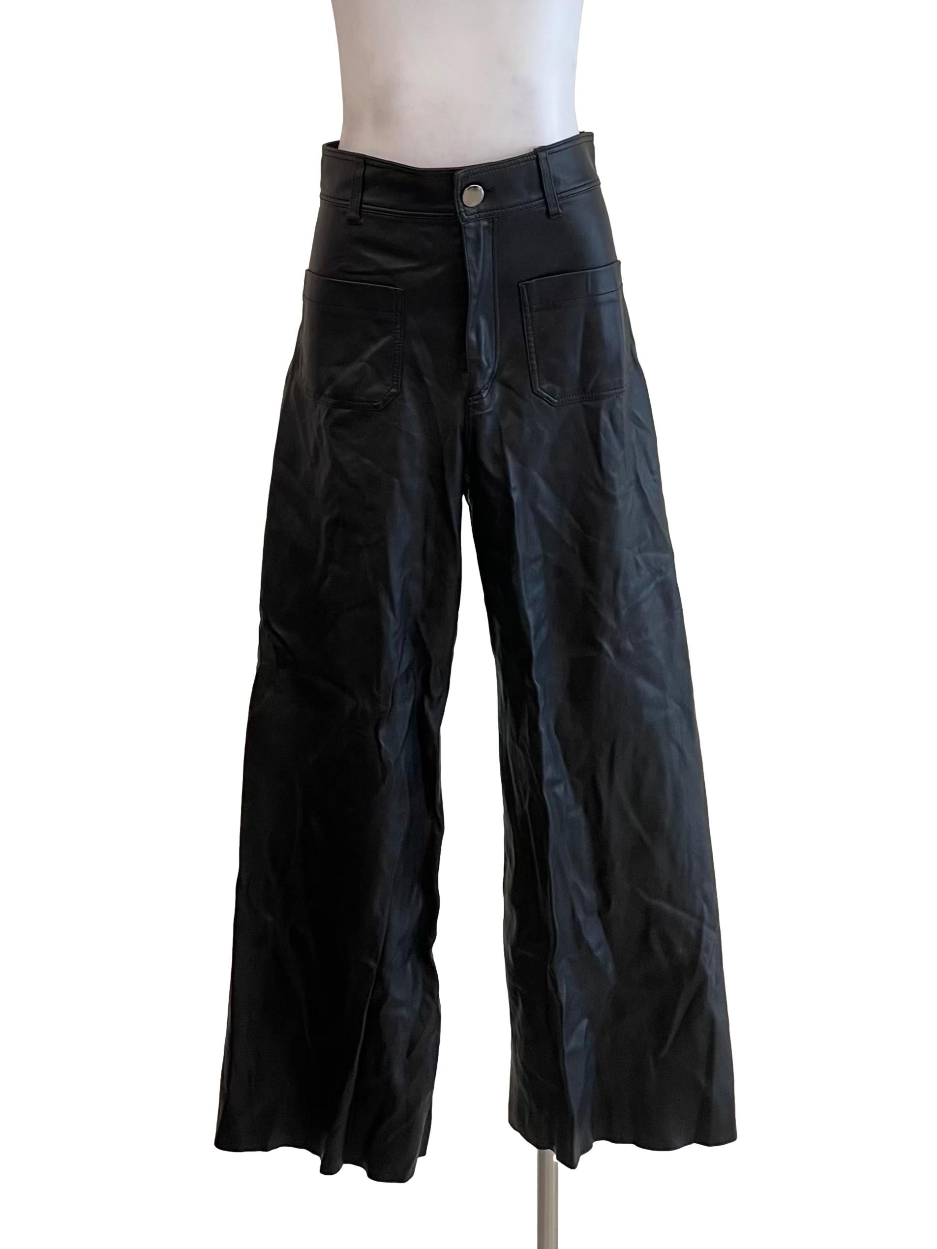 Black Leather High Waist Pants