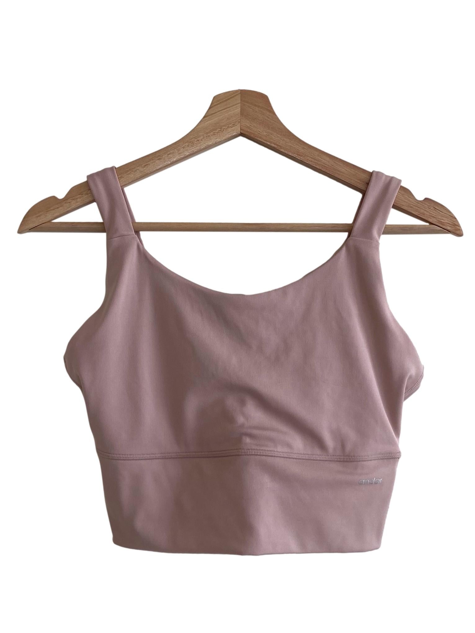 Crepe Pink Sleeveless Sport Bra