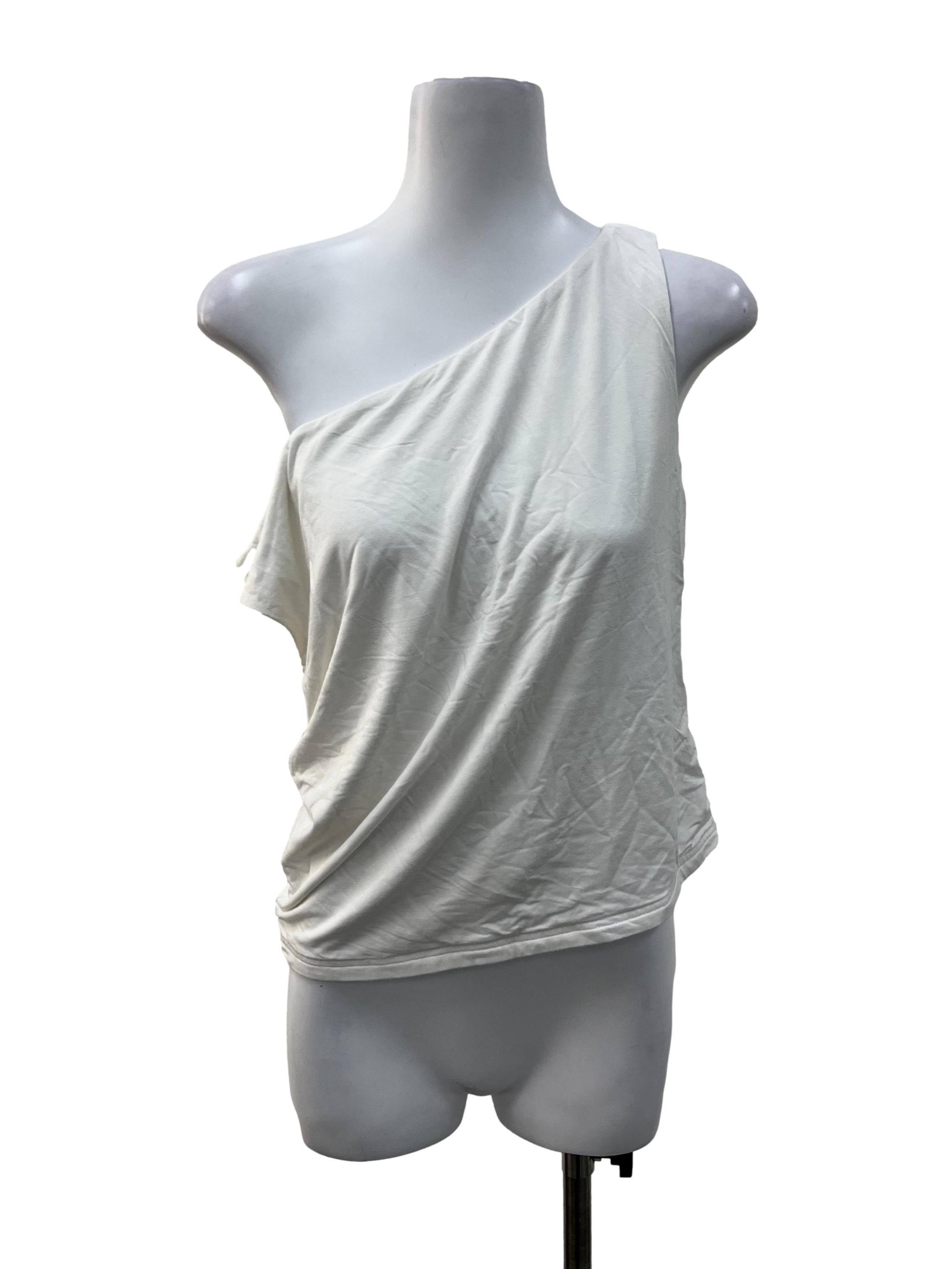 Off White Boat Neck Sleeveless Top