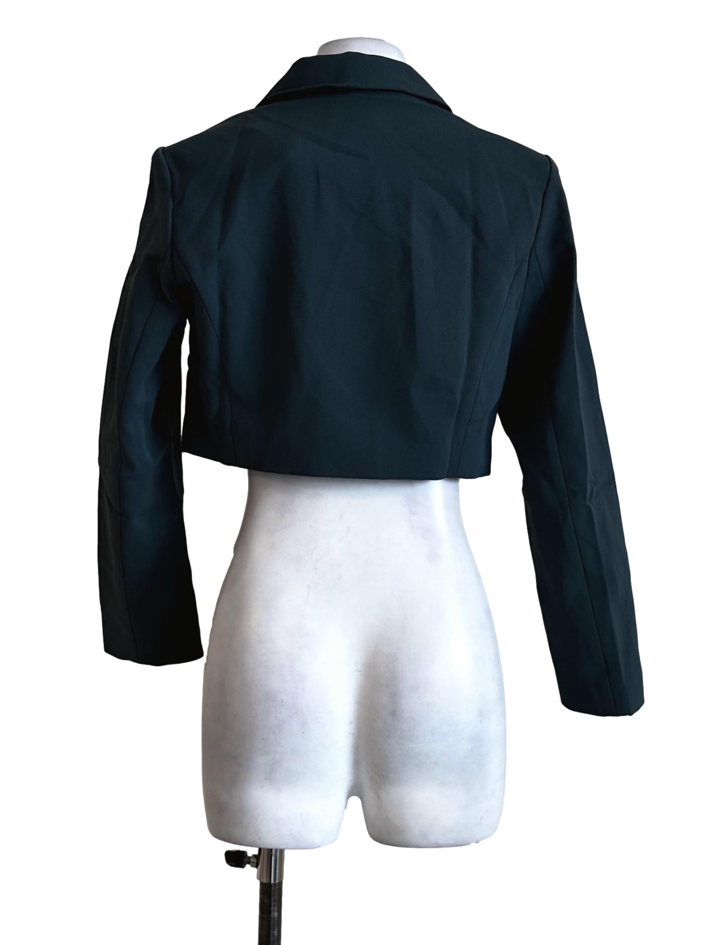 Ocean Blue Plain Cropped Blazers