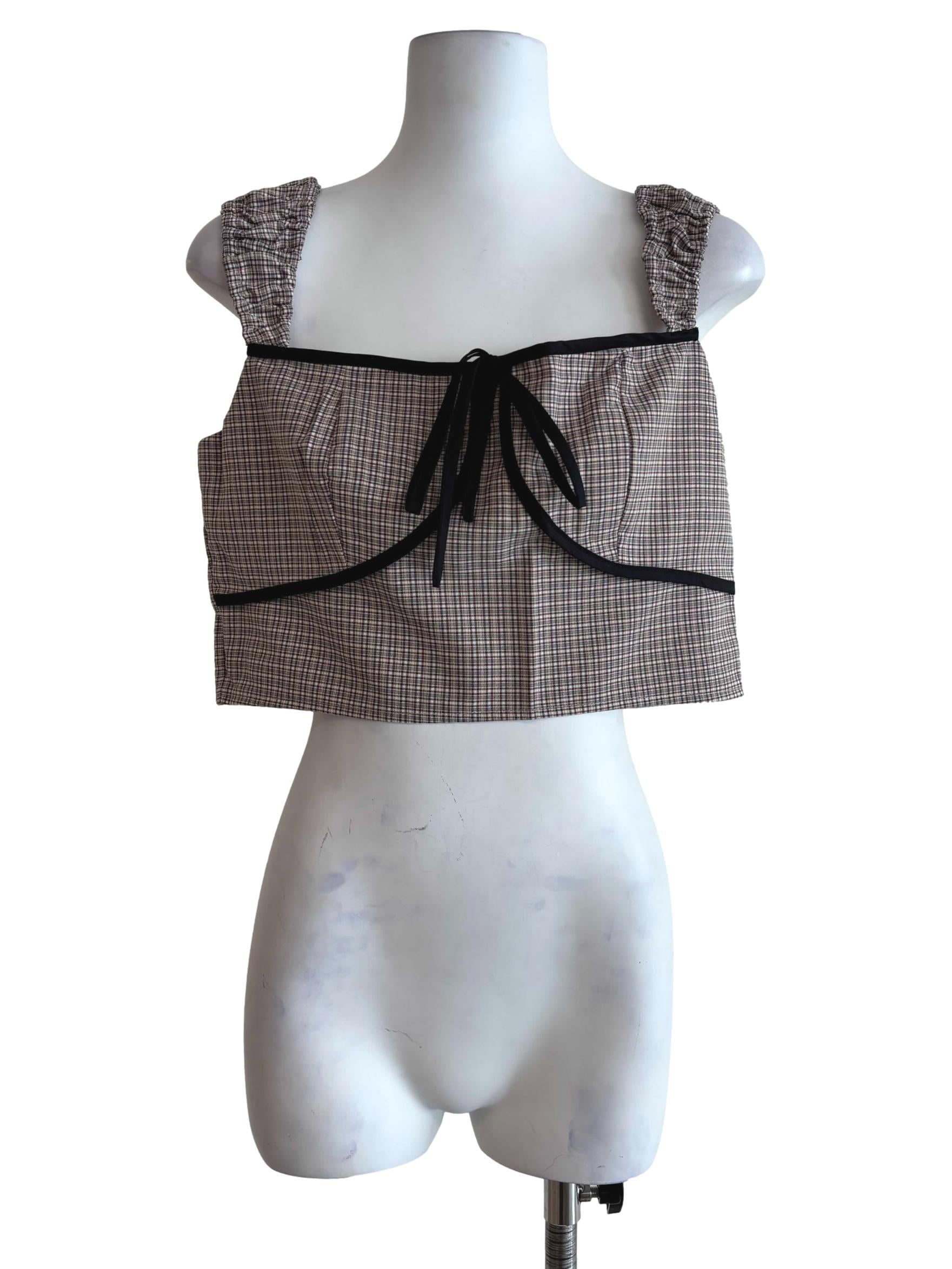 Brown Zador Ruched Strap Crop Top