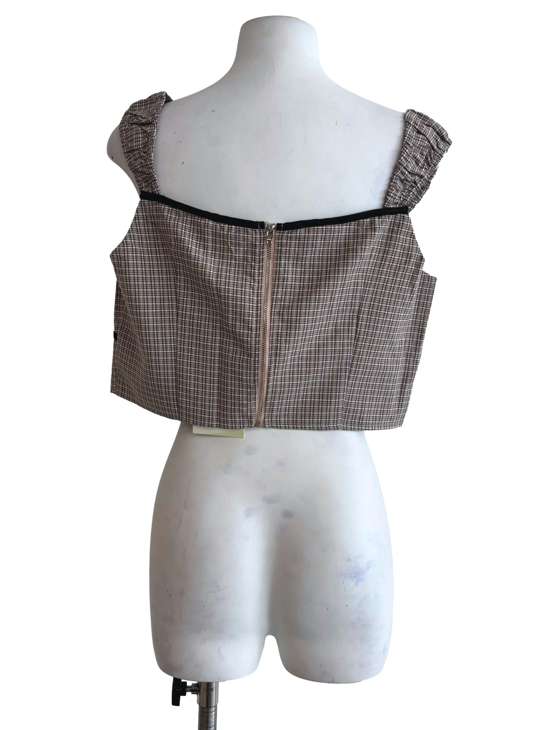 Brown Zador Ruched Strap Crop Top