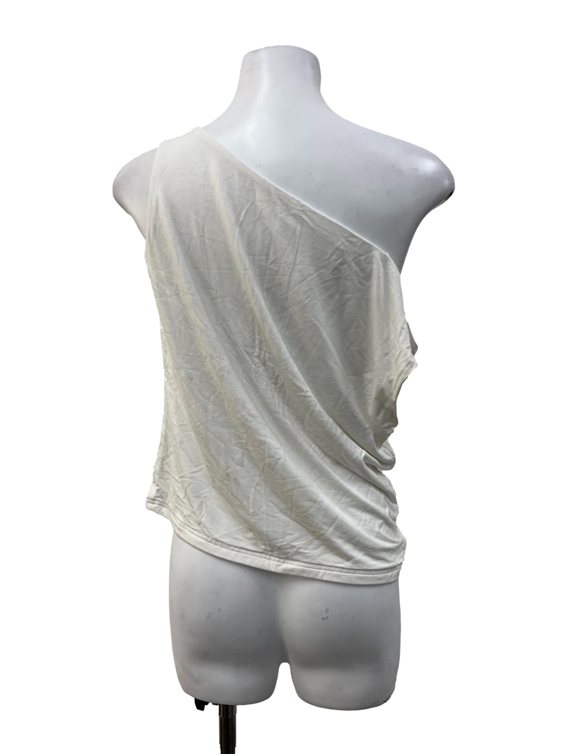 Off White Boat Neck Sleeveless Top