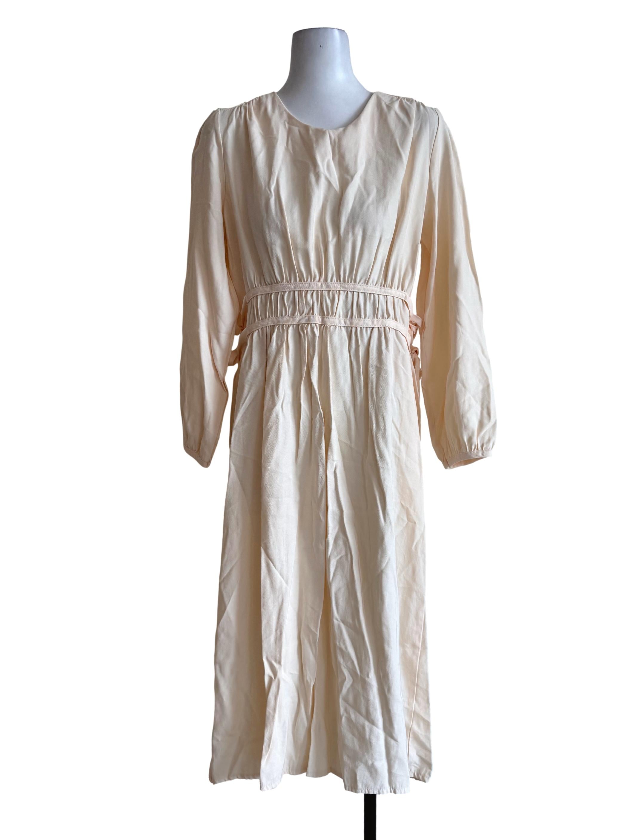 Peach Long Sleeve Side Tie Dress