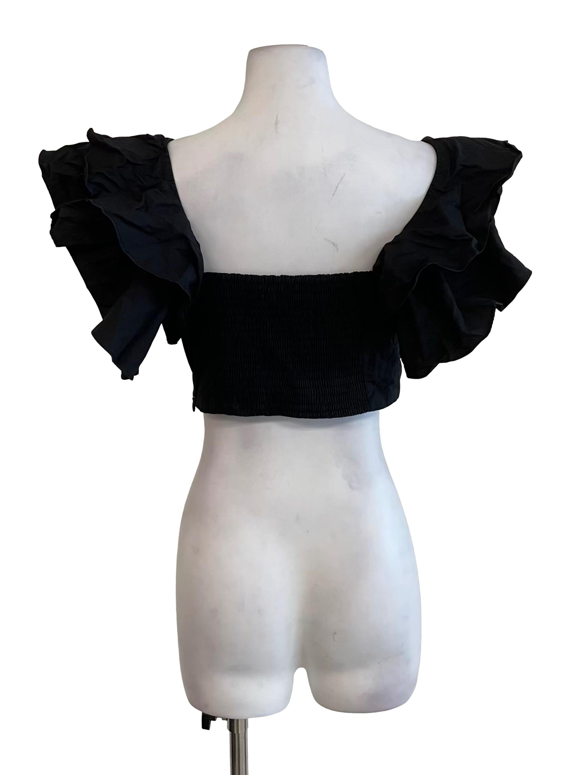 Black Layer Sleeve Crop Top
