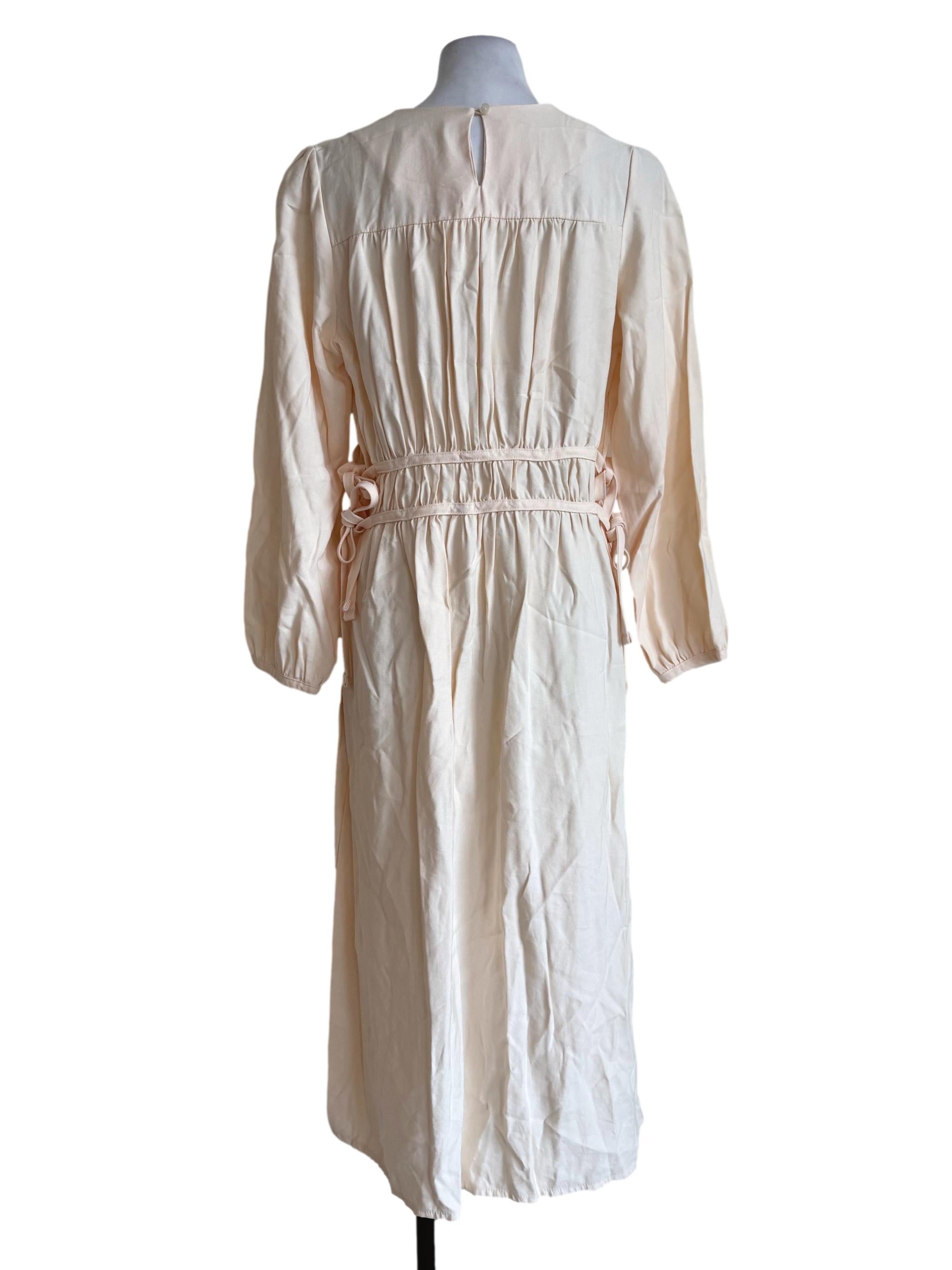 Peach Long Sleeve Side Tie Dress