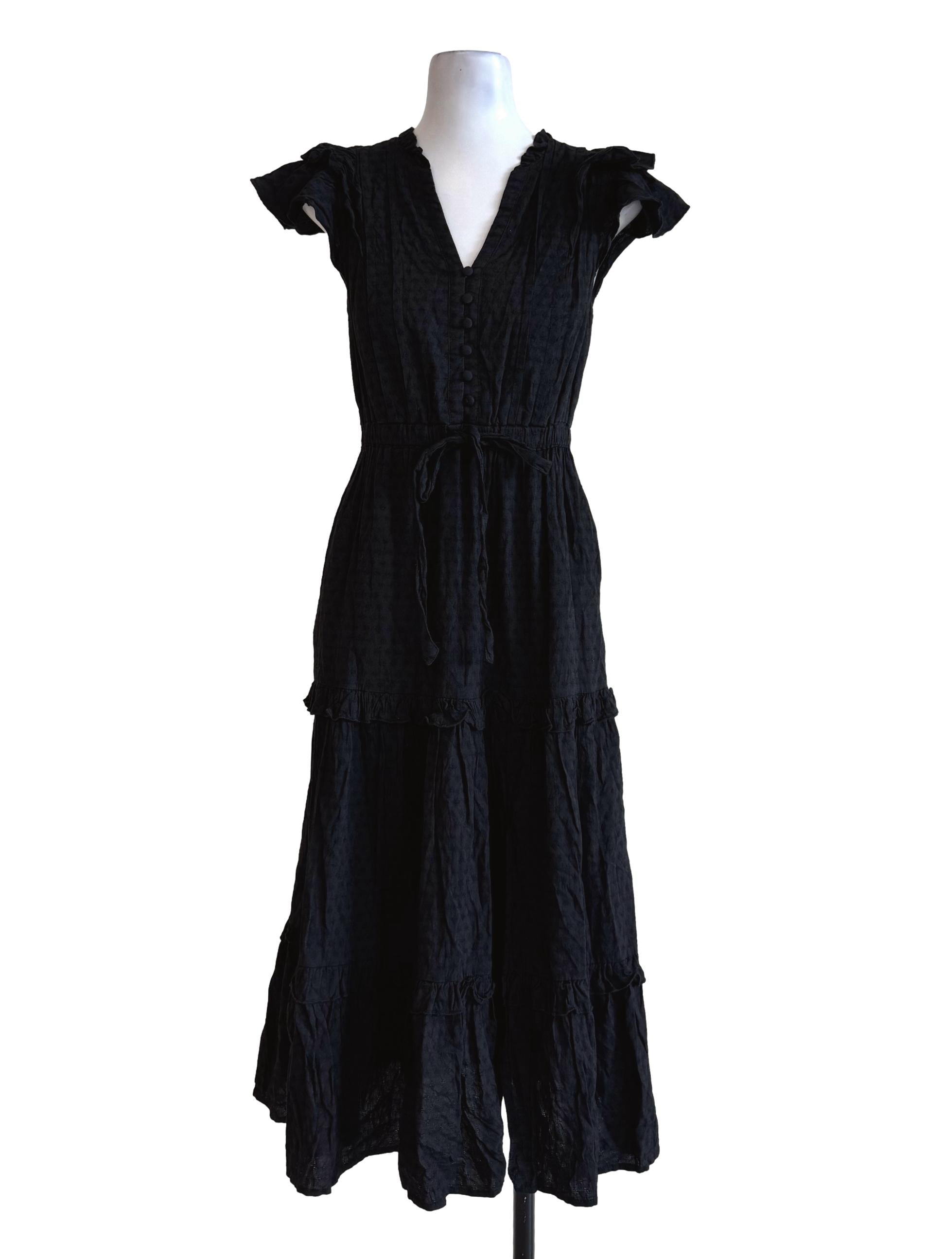 Midnight Black V Neck Dress