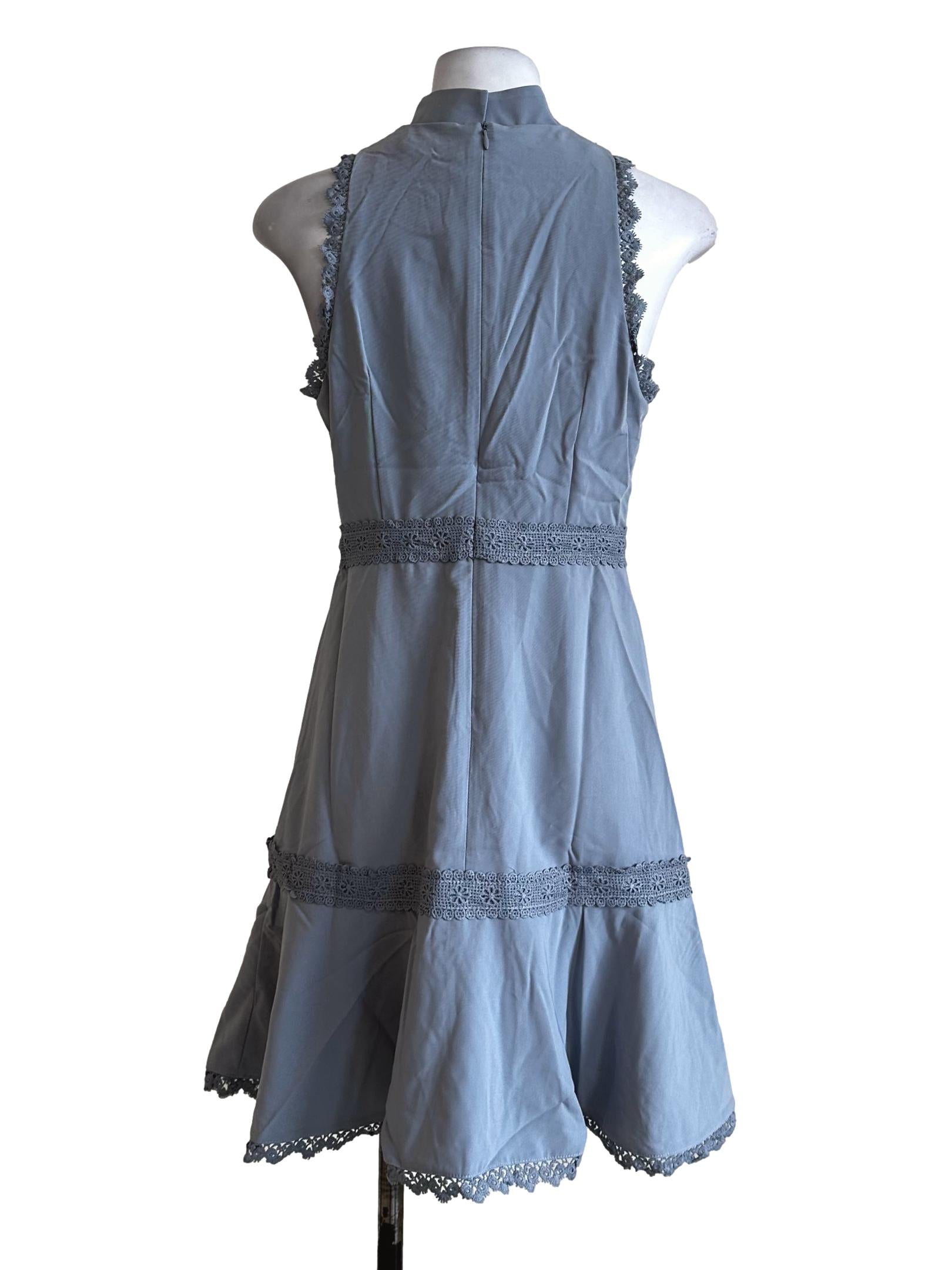 Stone Blue Plain Mini Dress