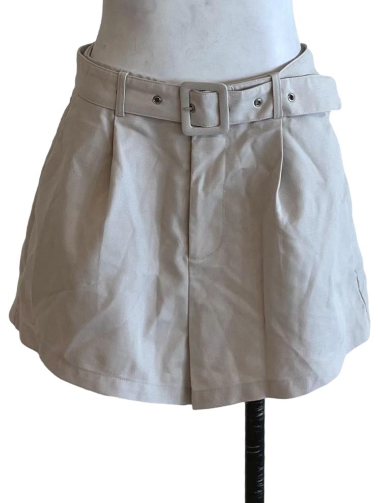 Bone White Belted Shorts
