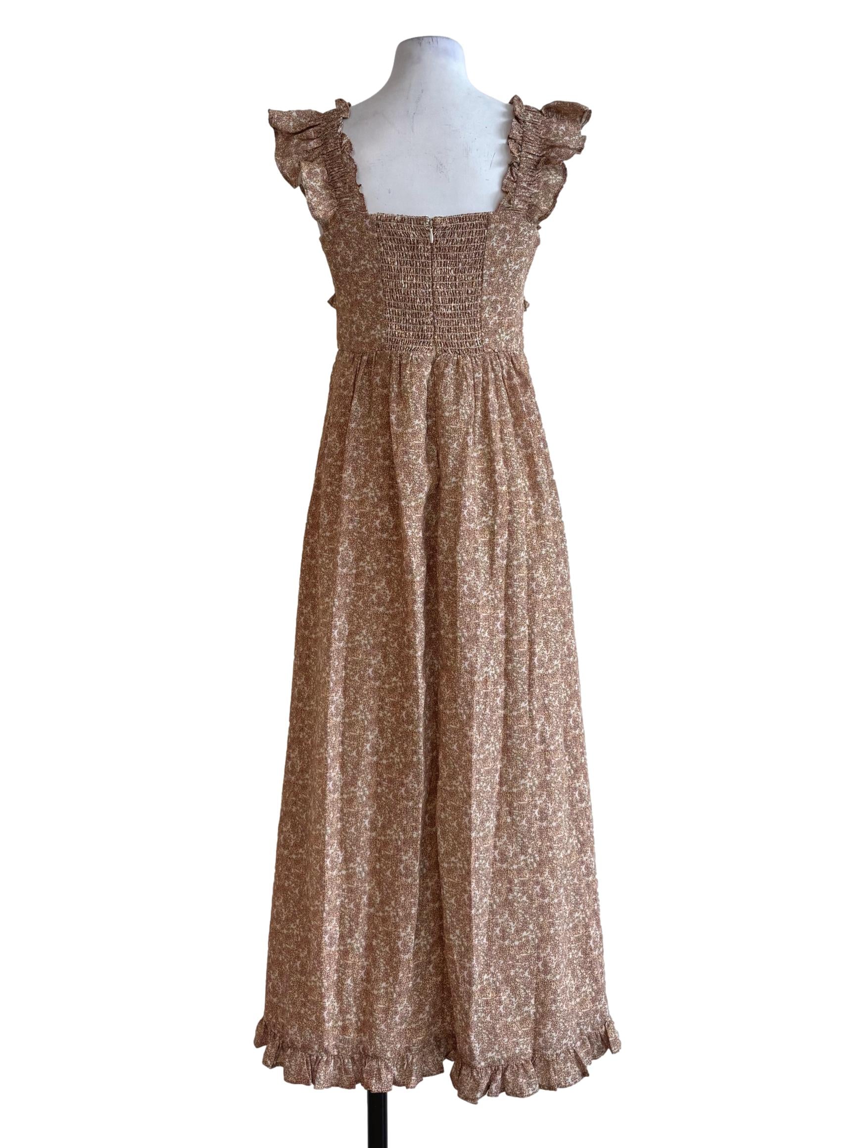 Stone Brown Prints Padded Dress