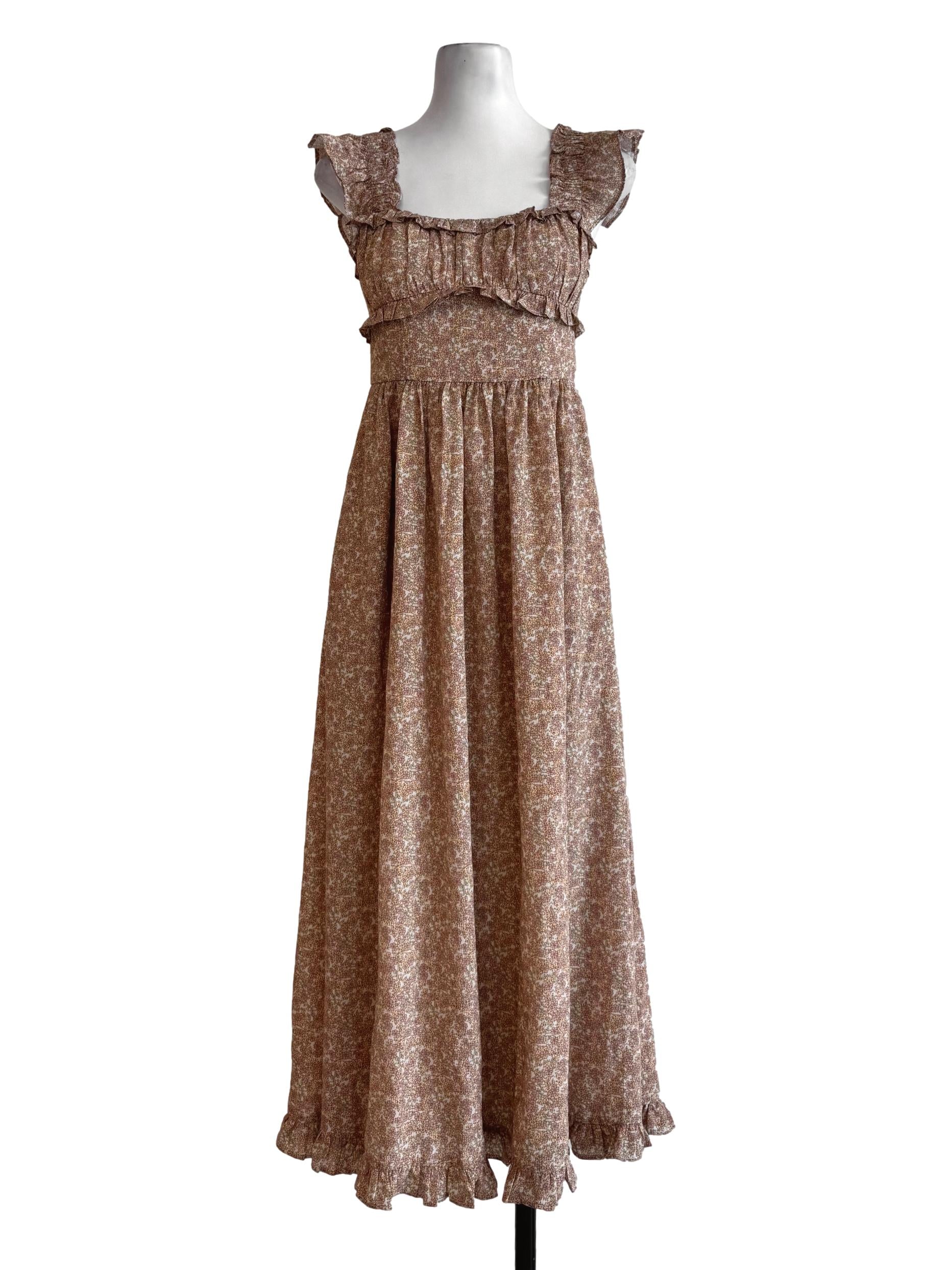 Stone Brown Prints Padded Dress