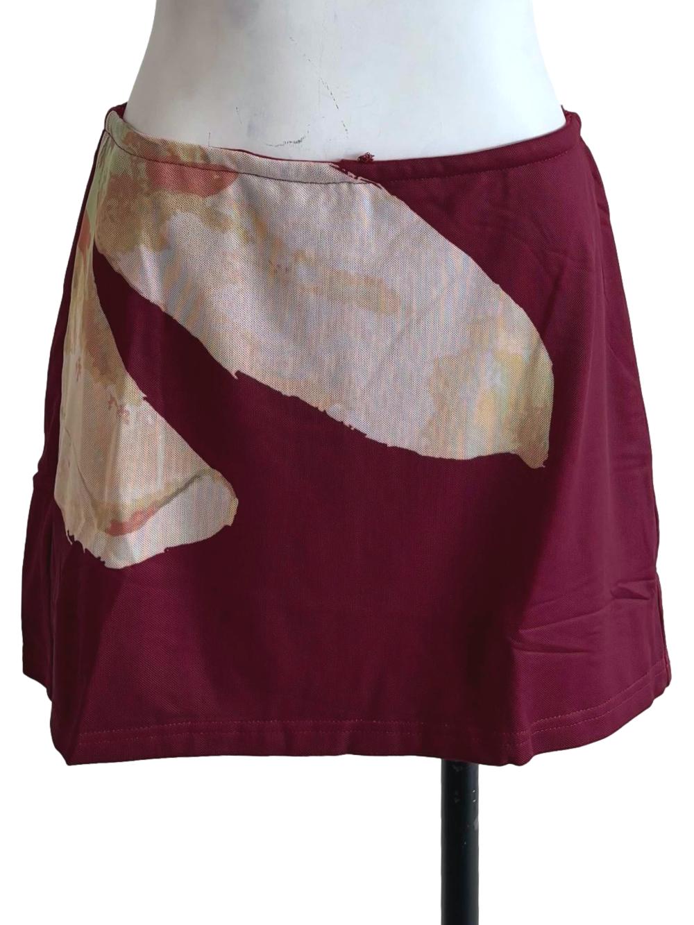 Maroon Meranda Mesh Skorts