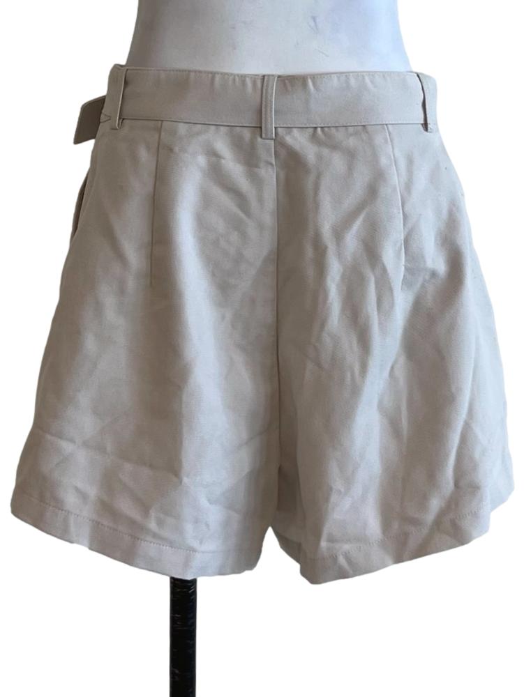 Bone White Belted Shorts