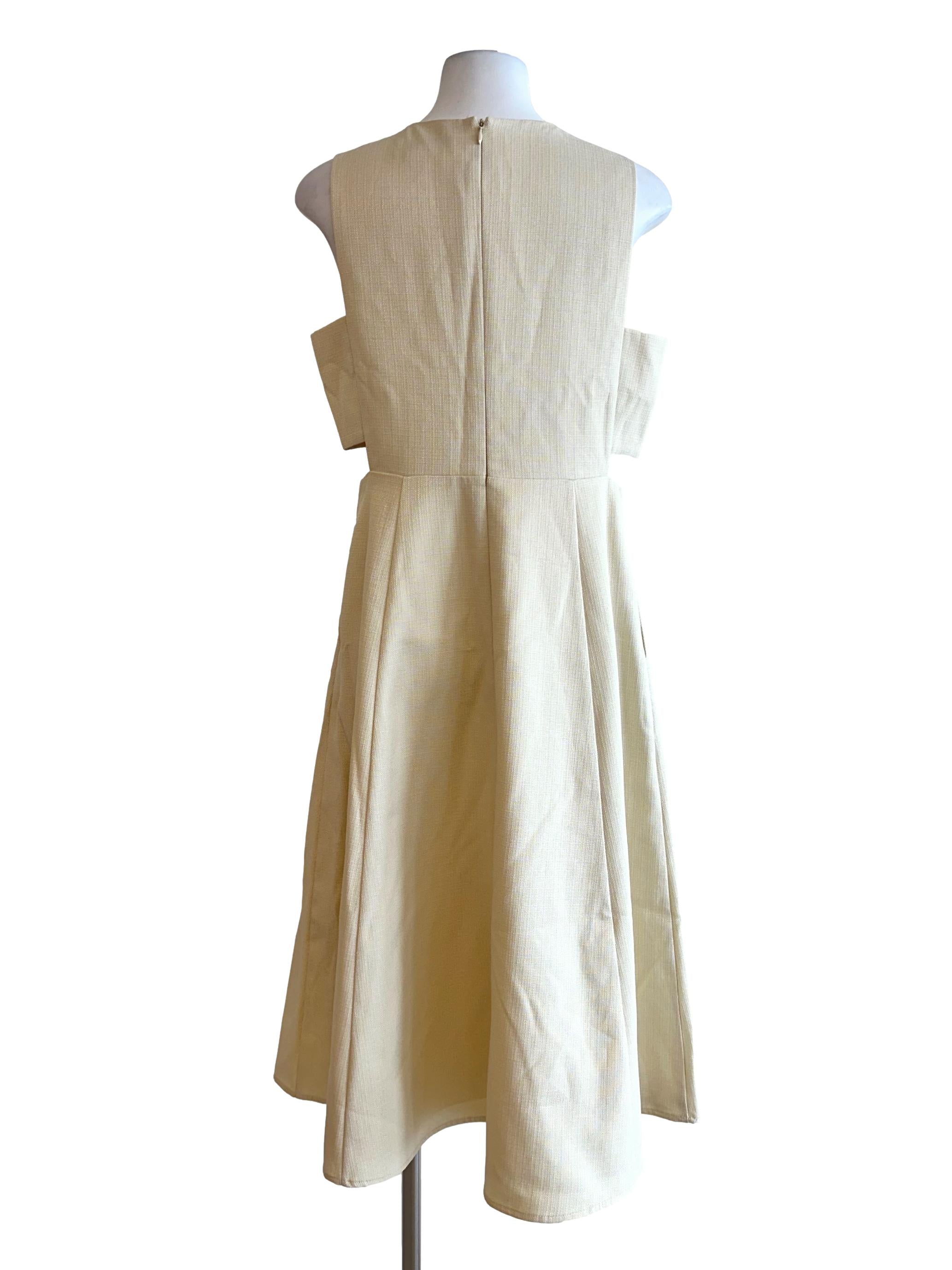 Cream White Twill Pattern Dress LB