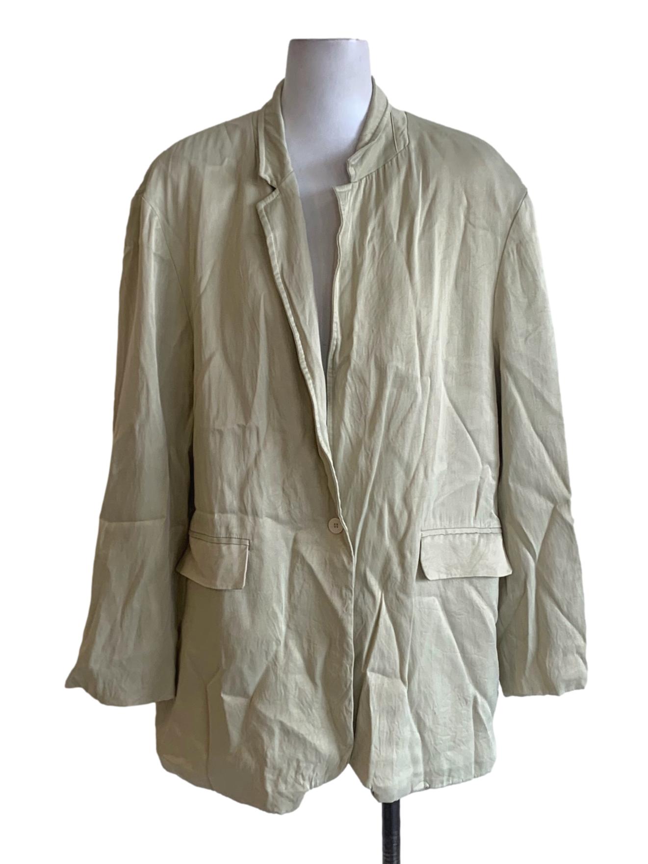 Olive Green Wing Collar Single Breasted Blazer