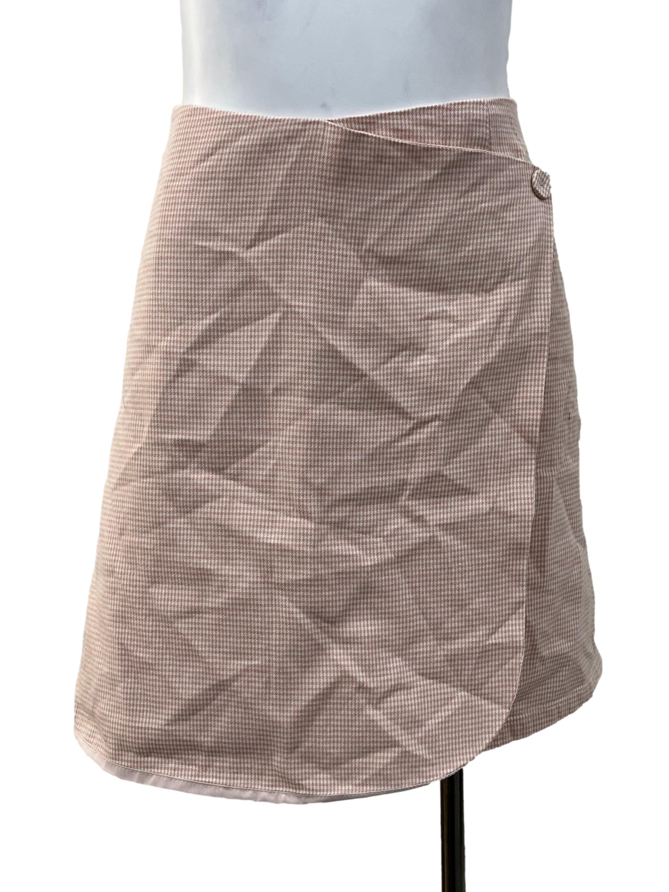 Pink White Houndstooth Skort