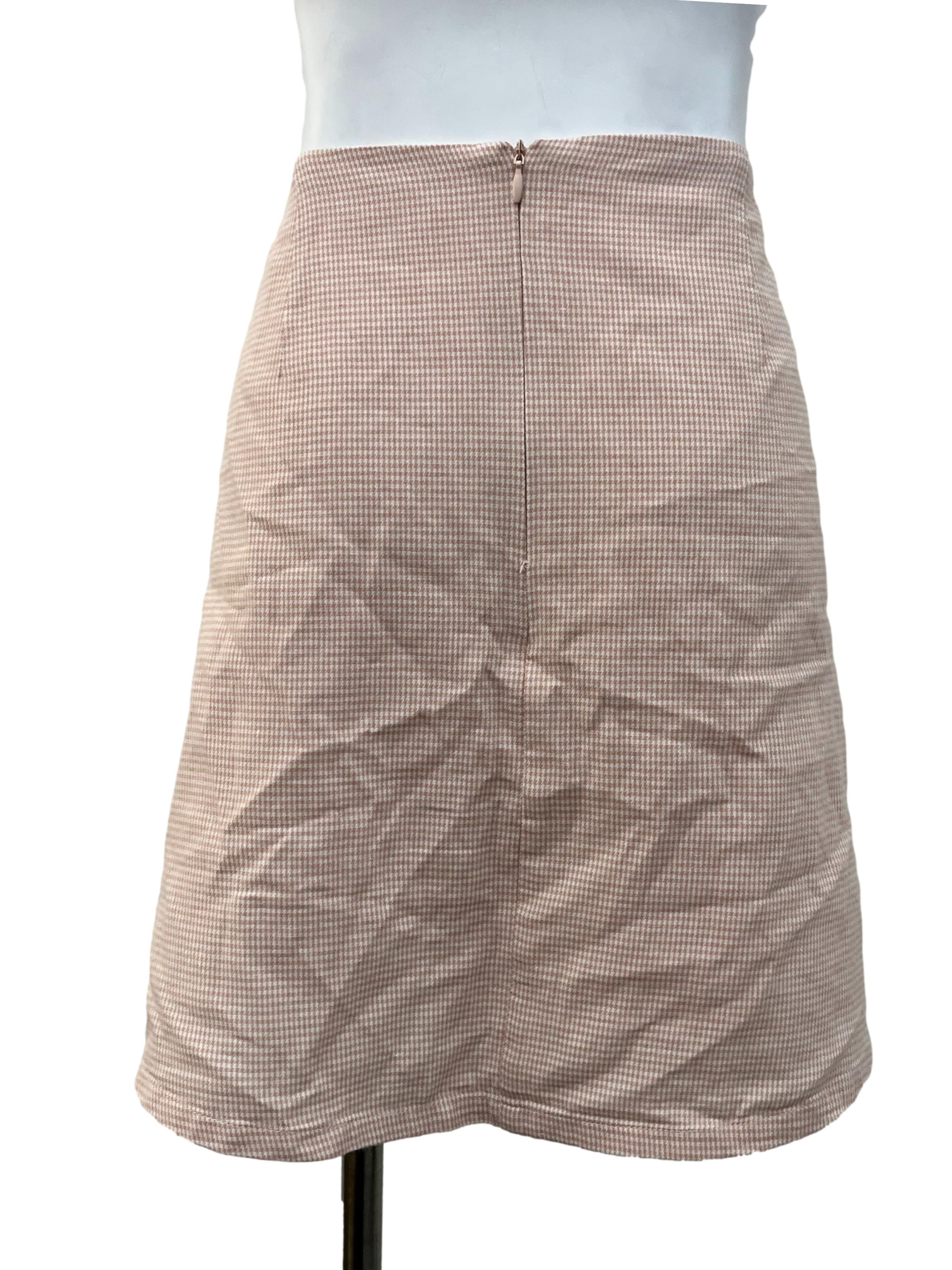 Pink White Houndstooth Skort