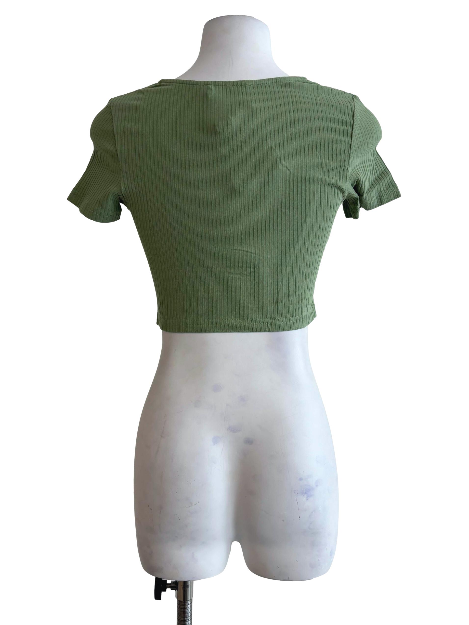 Green Shea Drawstring Ribbed Top