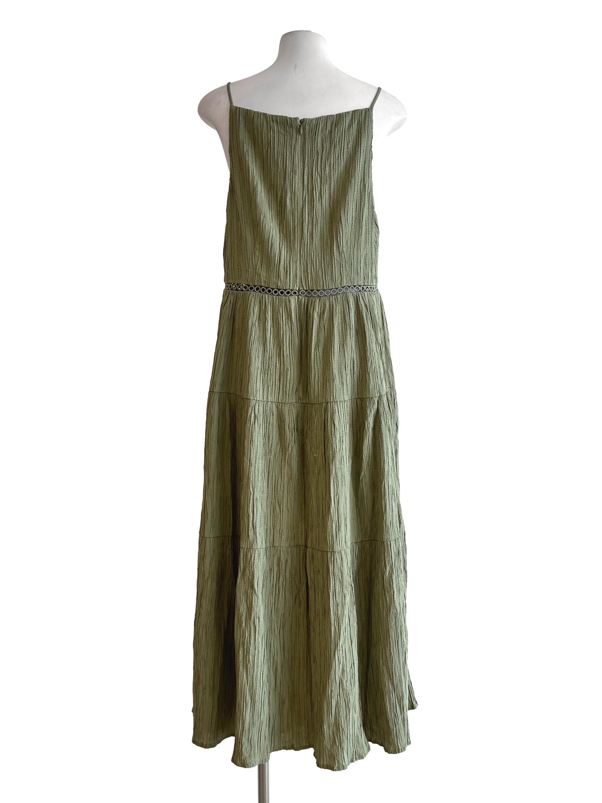Pickle Green Textured Maxi Dress LB
