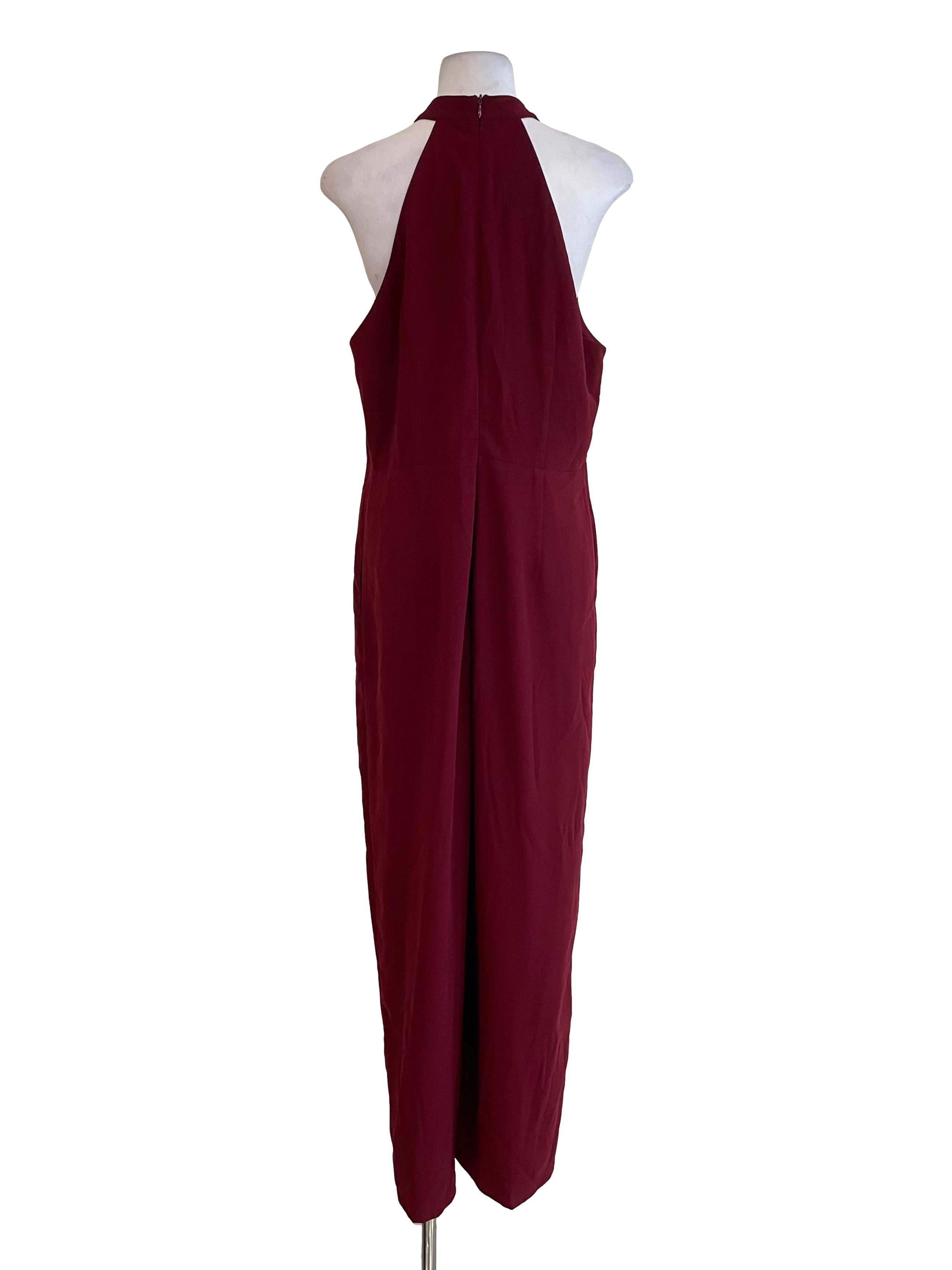 Dark Cherry Halter Neck Jumpsuit