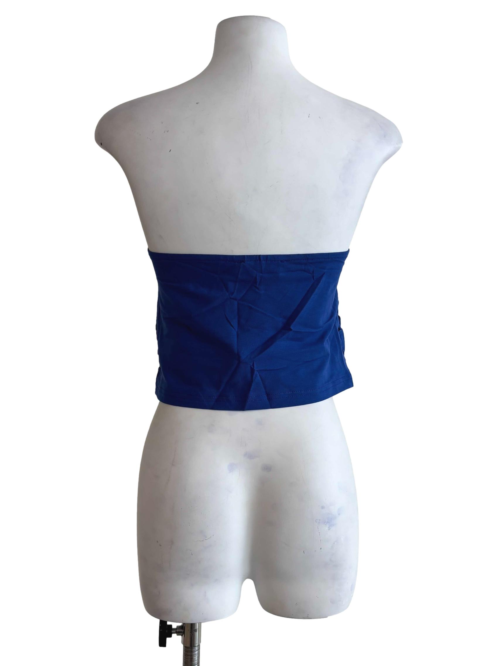 Blue Anaya Ruched Tube Padded Top