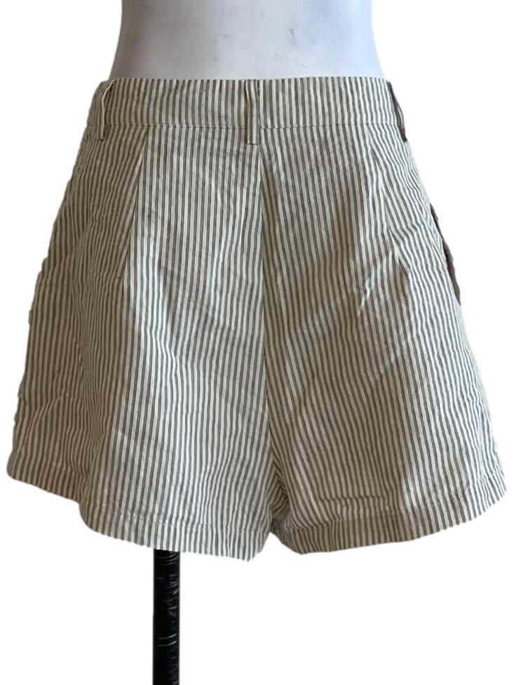 Cream Beige Pinstripe Shorts