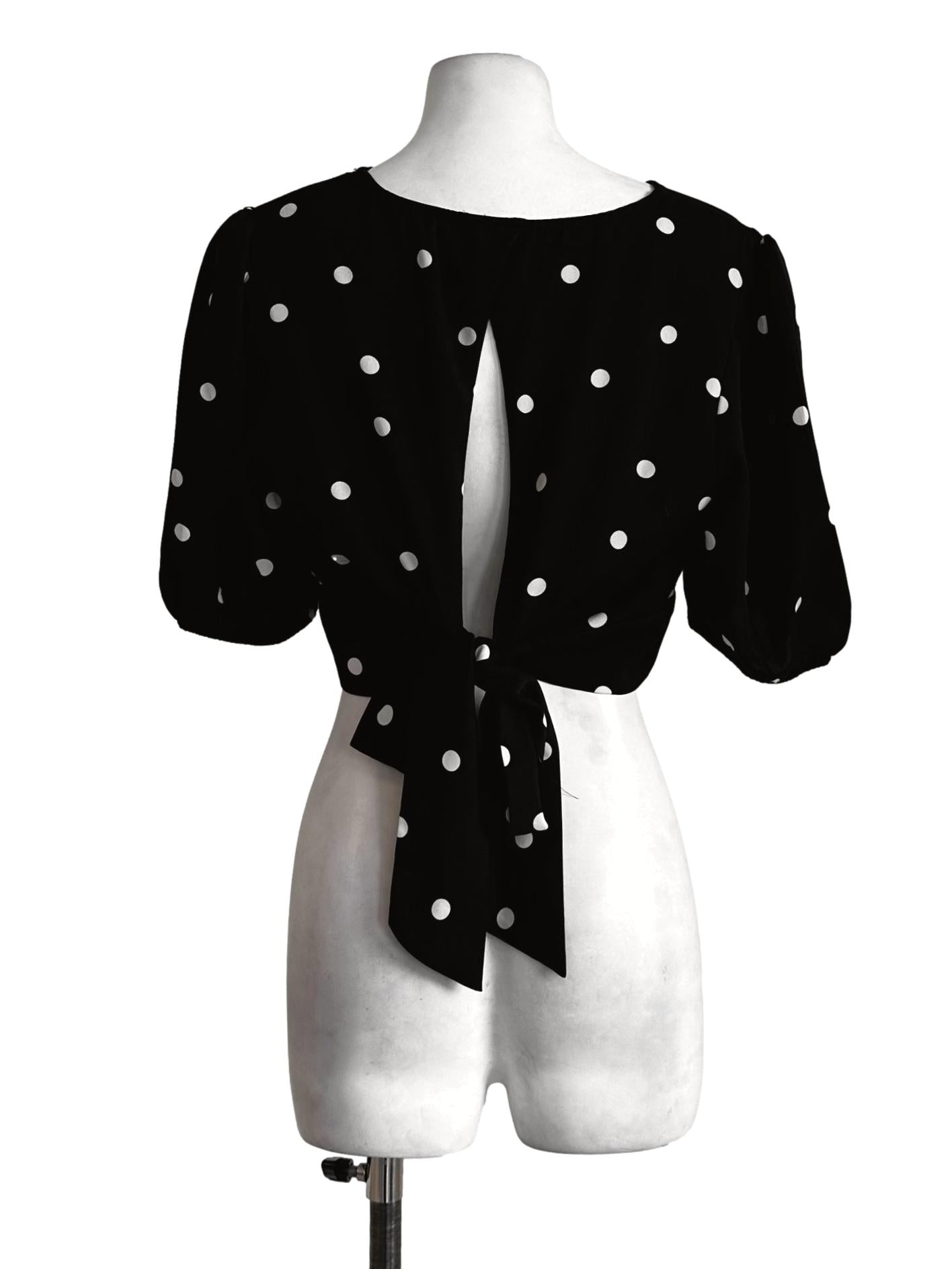 Black Polka Dot Crop Top