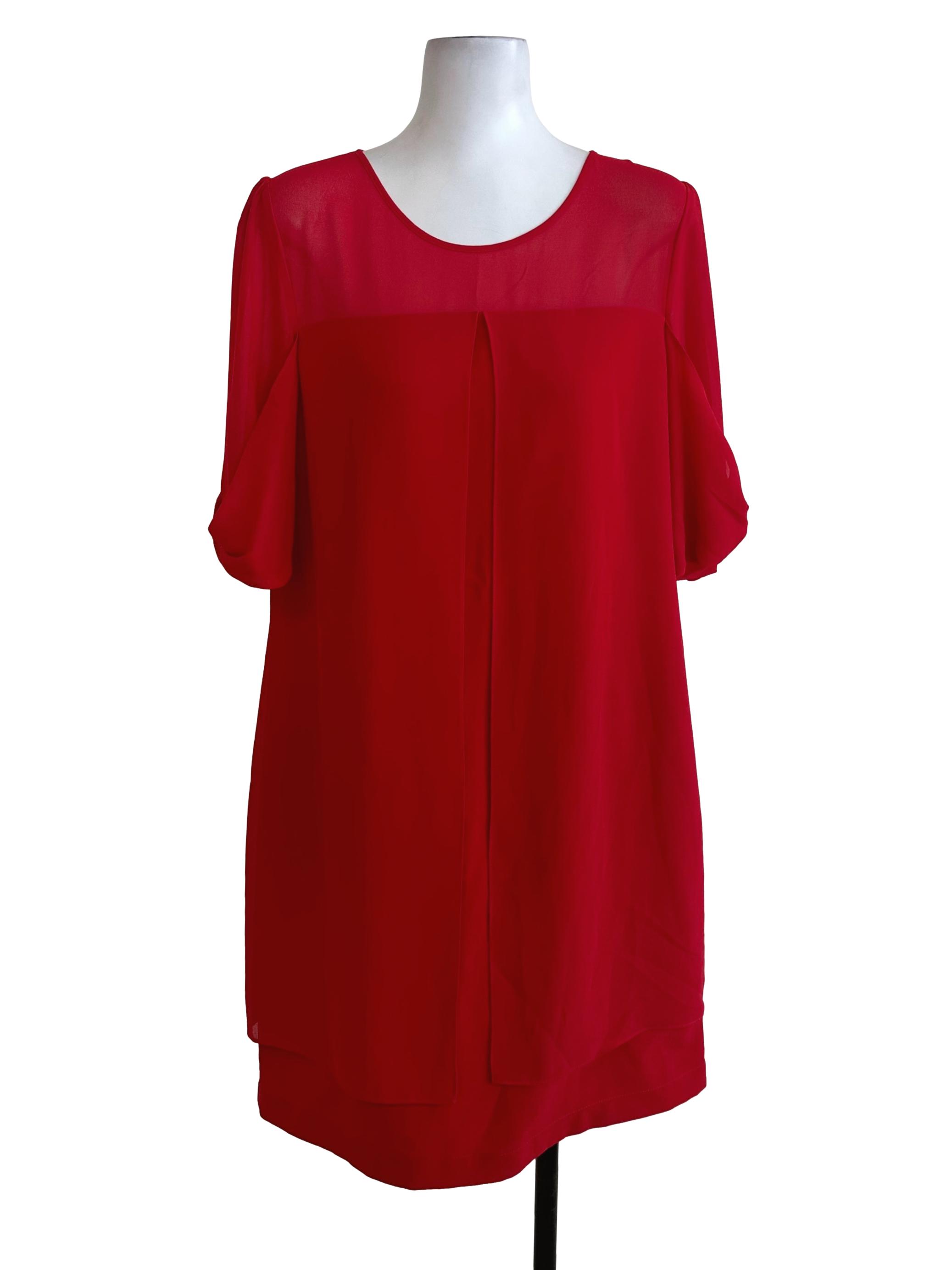 Sashay Red Plain Dress