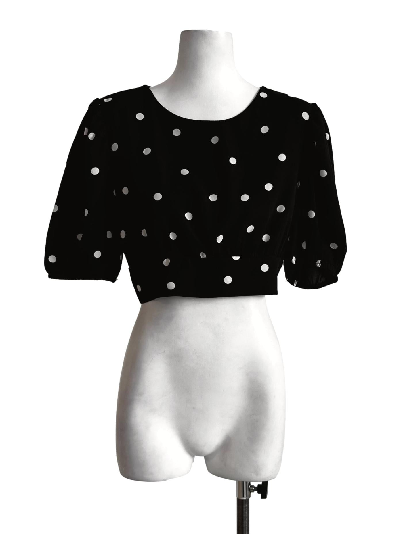 Black Polka Dot Crop Top