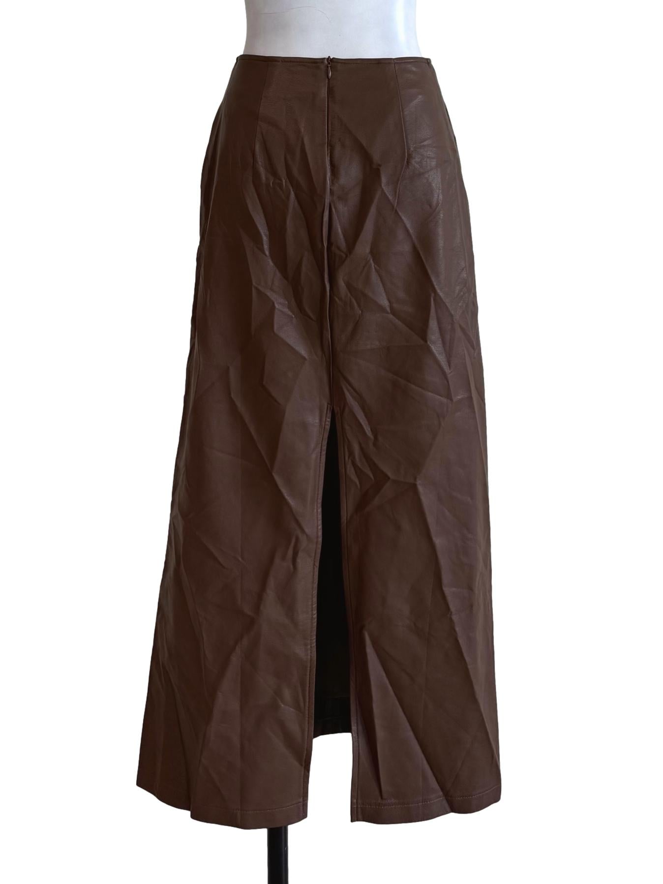 Leather Brown Pencil Skirt