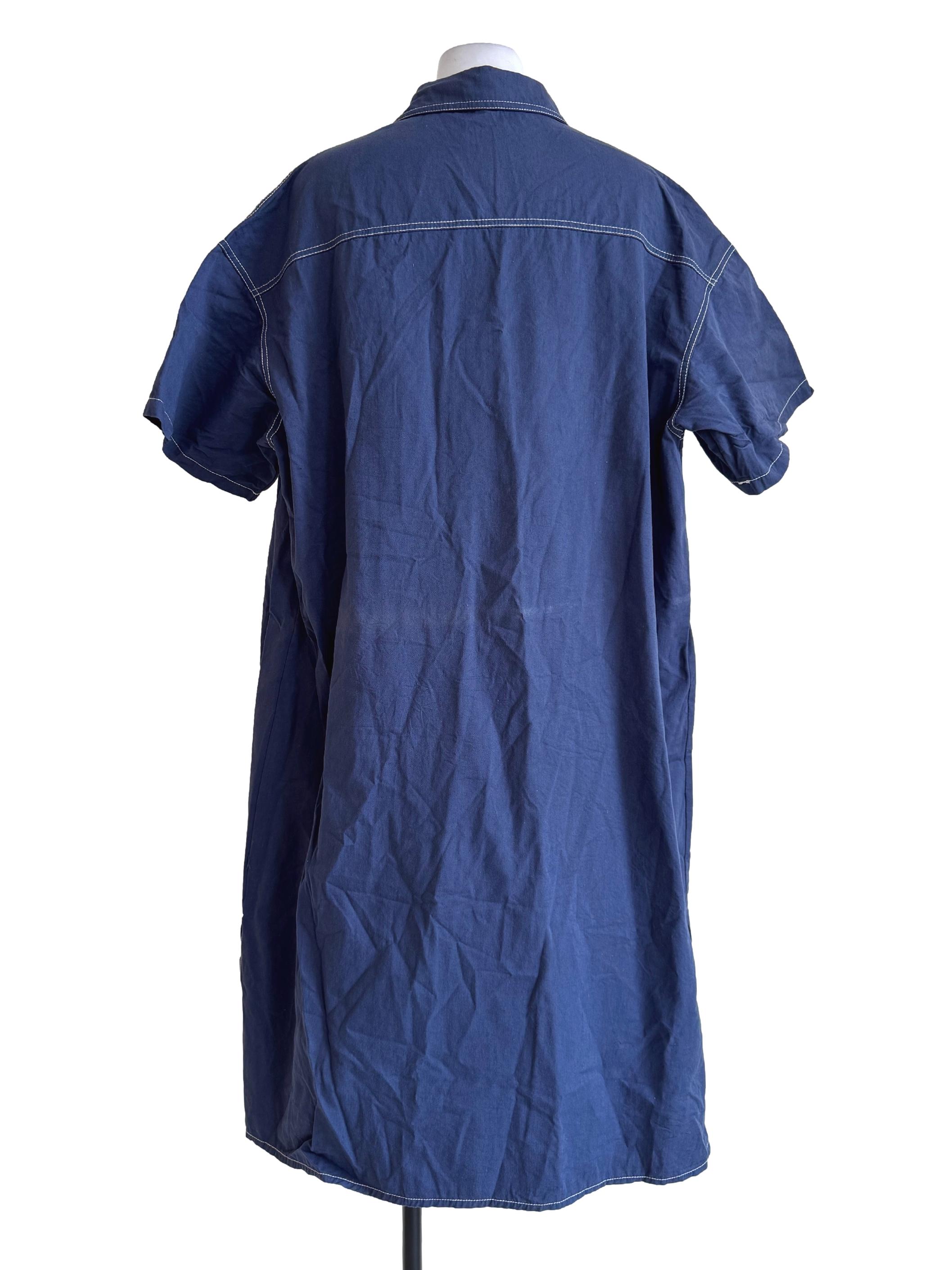 Cobalt Blue Short Sleeve Shirt Dress