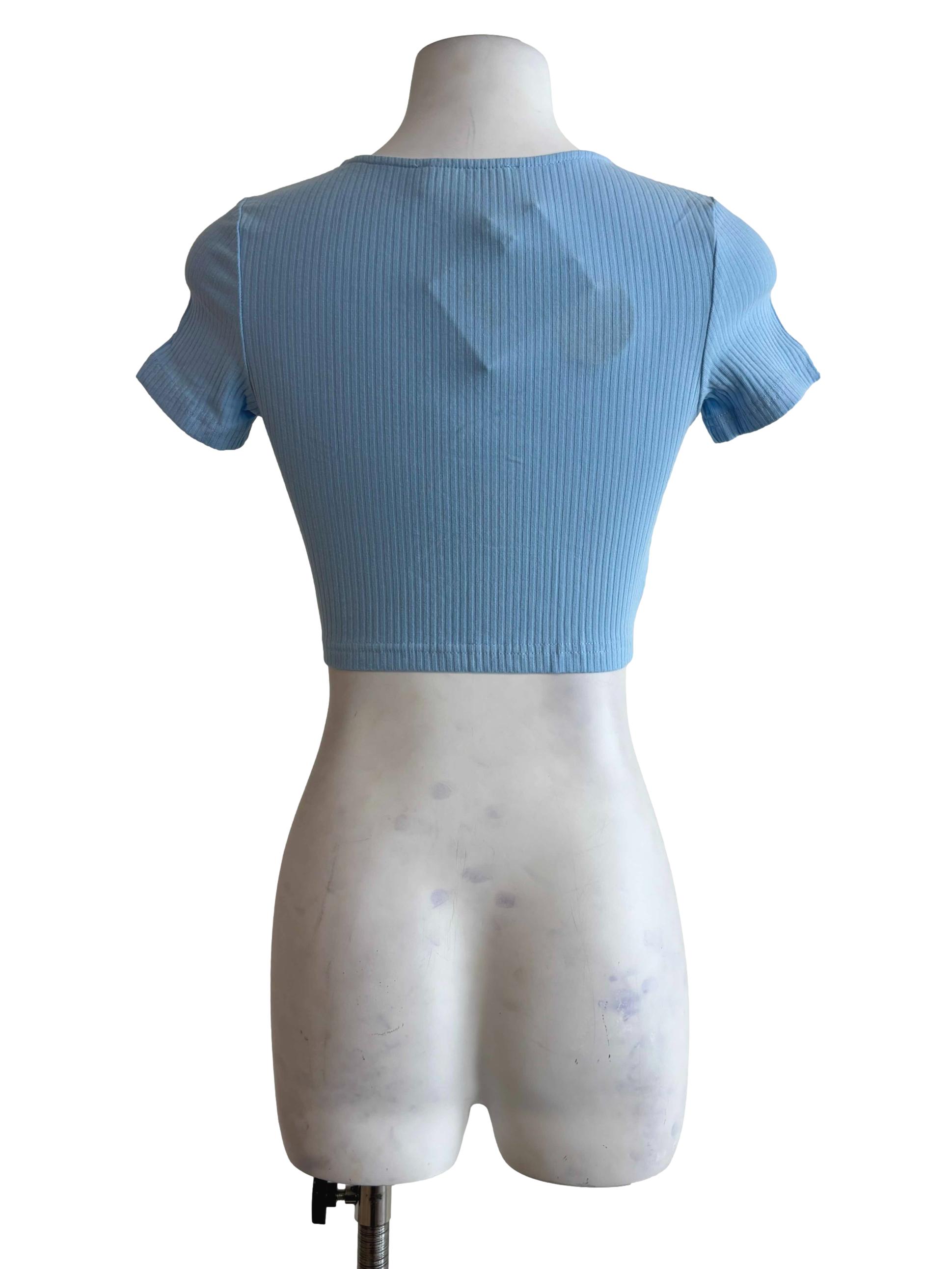 Blue Shea Drawstring Ribbed Top