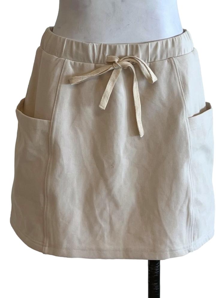 Cream White Plain Mini Skirt