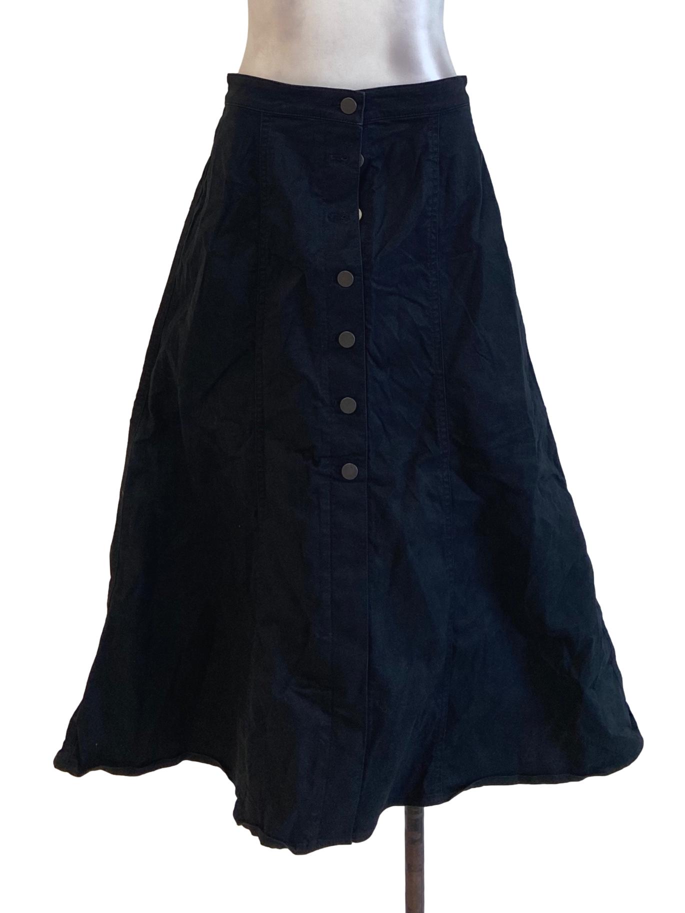 Black Jeans Twill Button Down A- Line Skirt