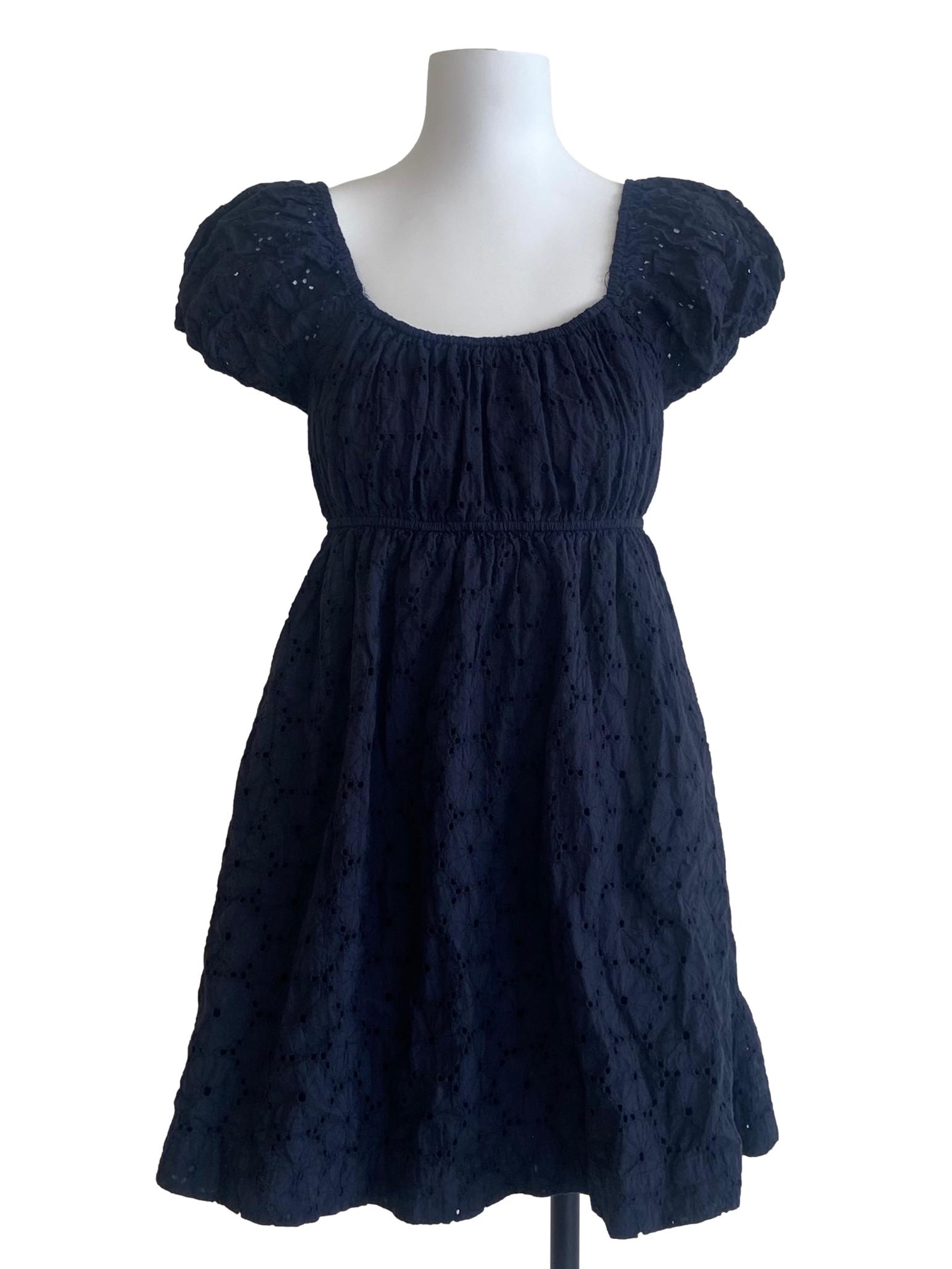 Aegean Blue Embroidery Floral Pegged A-Line Dress TWL