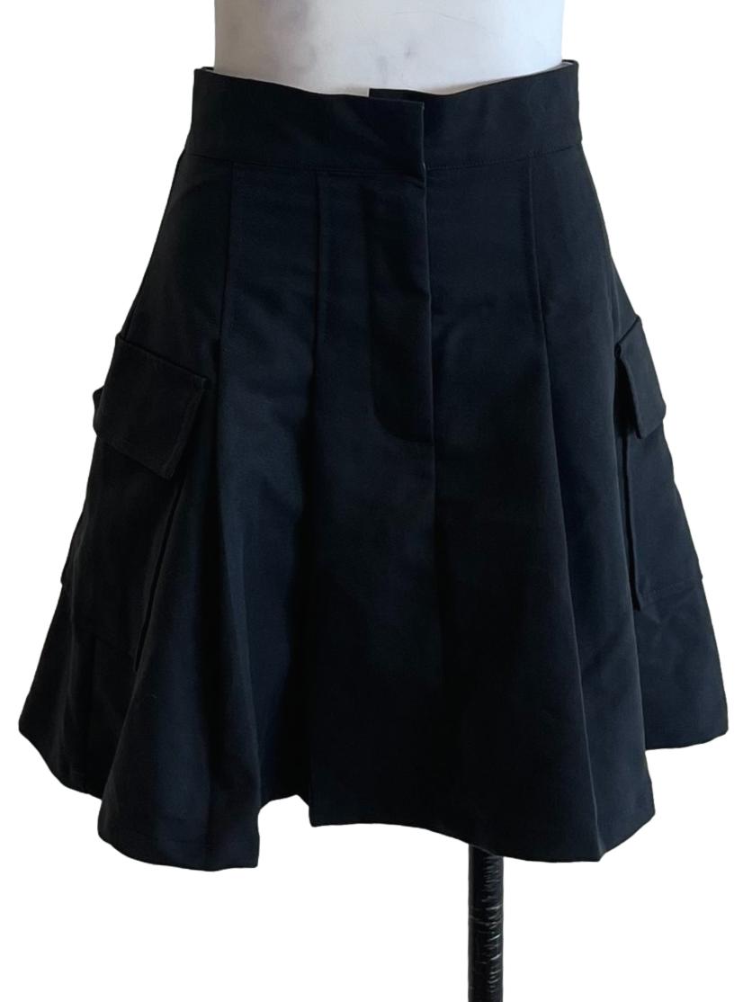 Pebble Grey High-Waisted Pleated Mini Skirt
