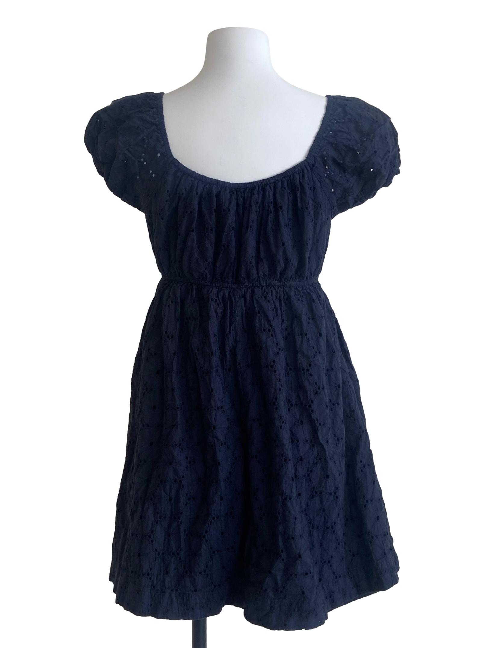 Aegean Blue Embroidery Floral Pegged A-Line Dress TWL