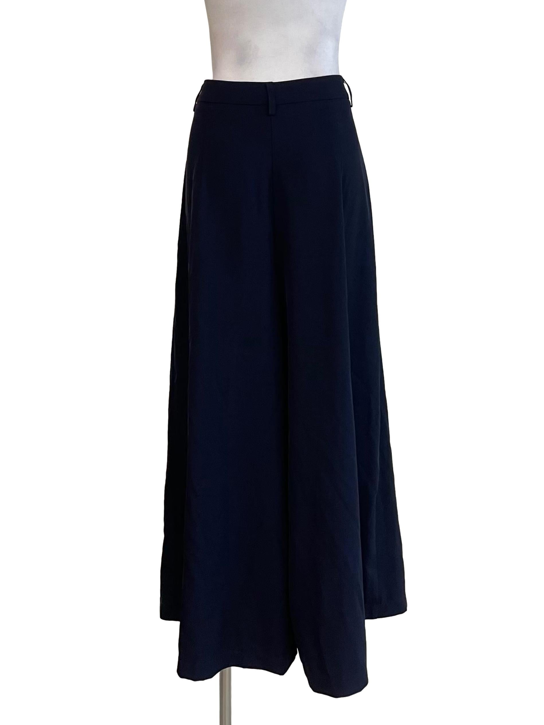 Navy Pleated Wide Leg Pants