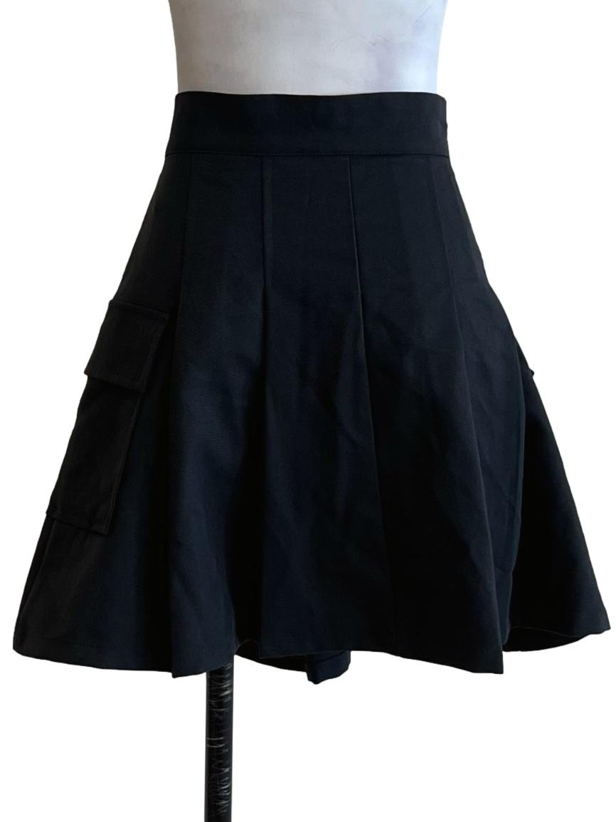 Pebble Grey High-Waisted Pleated Mini Skirt