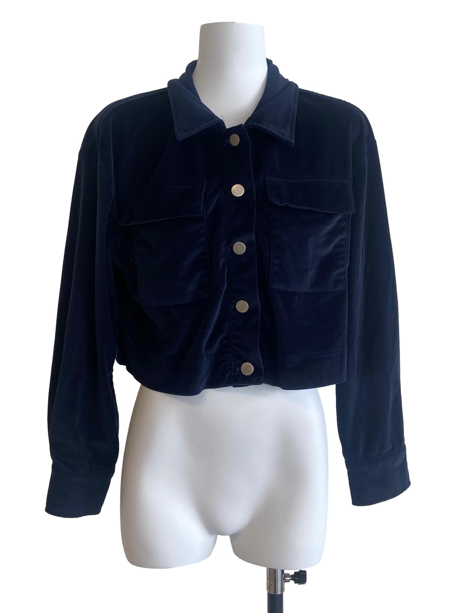Denim Blue Button Down Crop Jacket