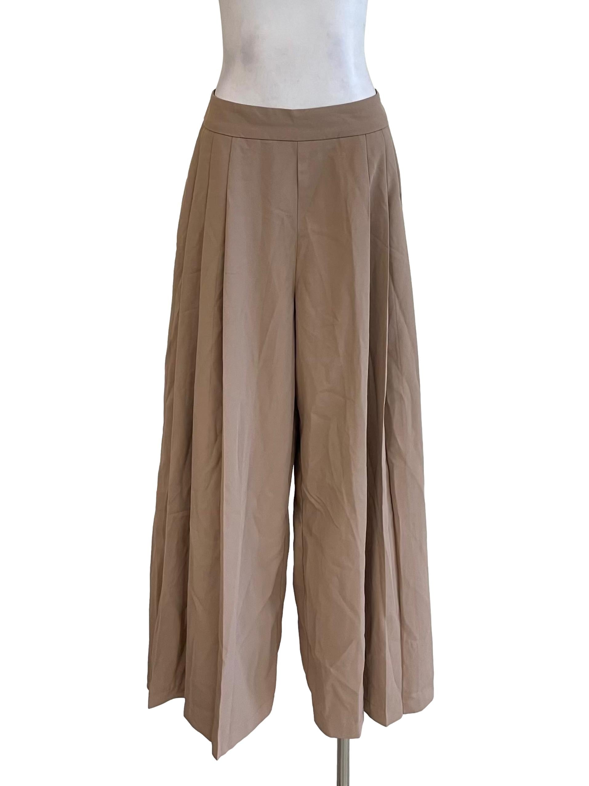 Latte Pleated Wide Pants