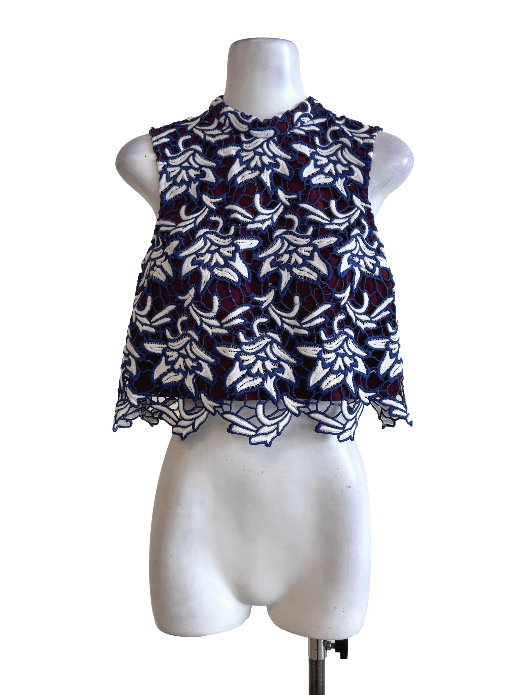 Eggplant With Lapis Lazuli Lace Sleeveless Top LB
