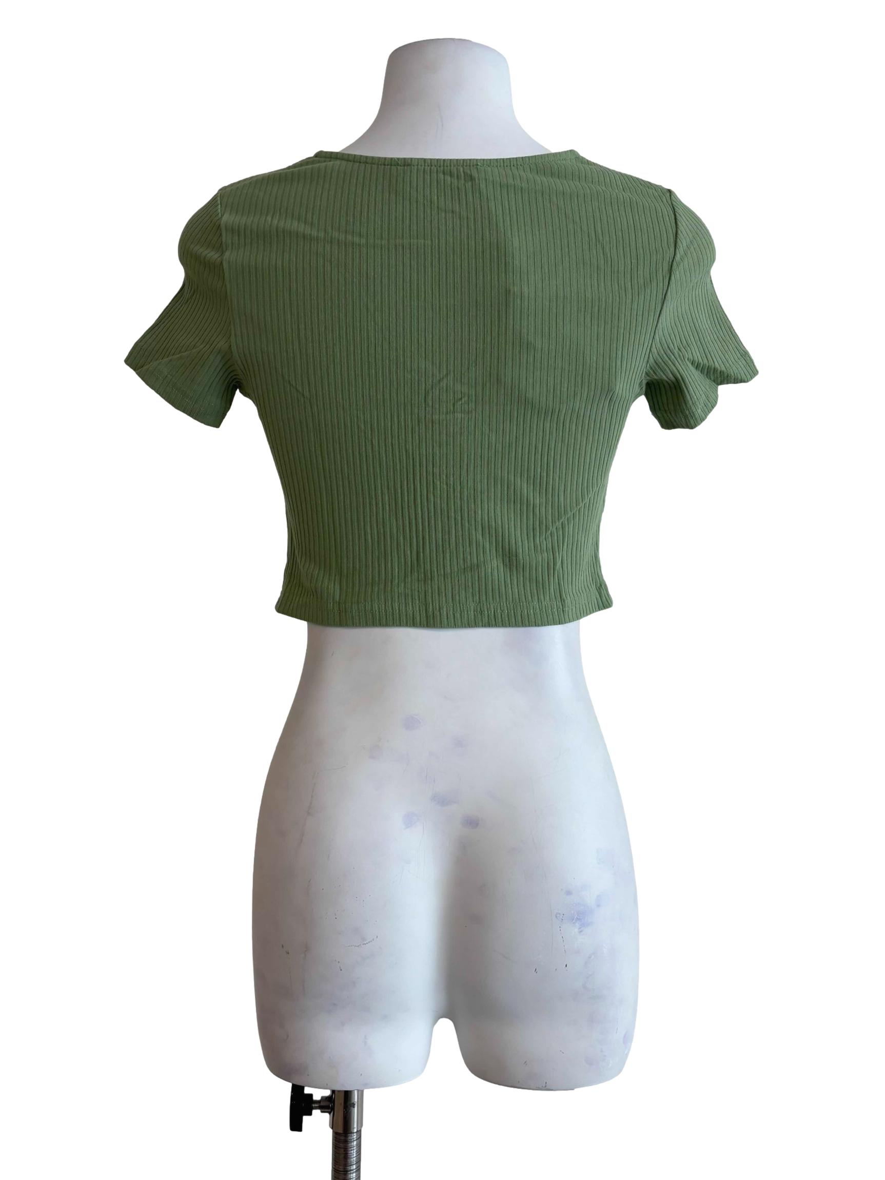 Green Shea Drawstring Ribbed Top