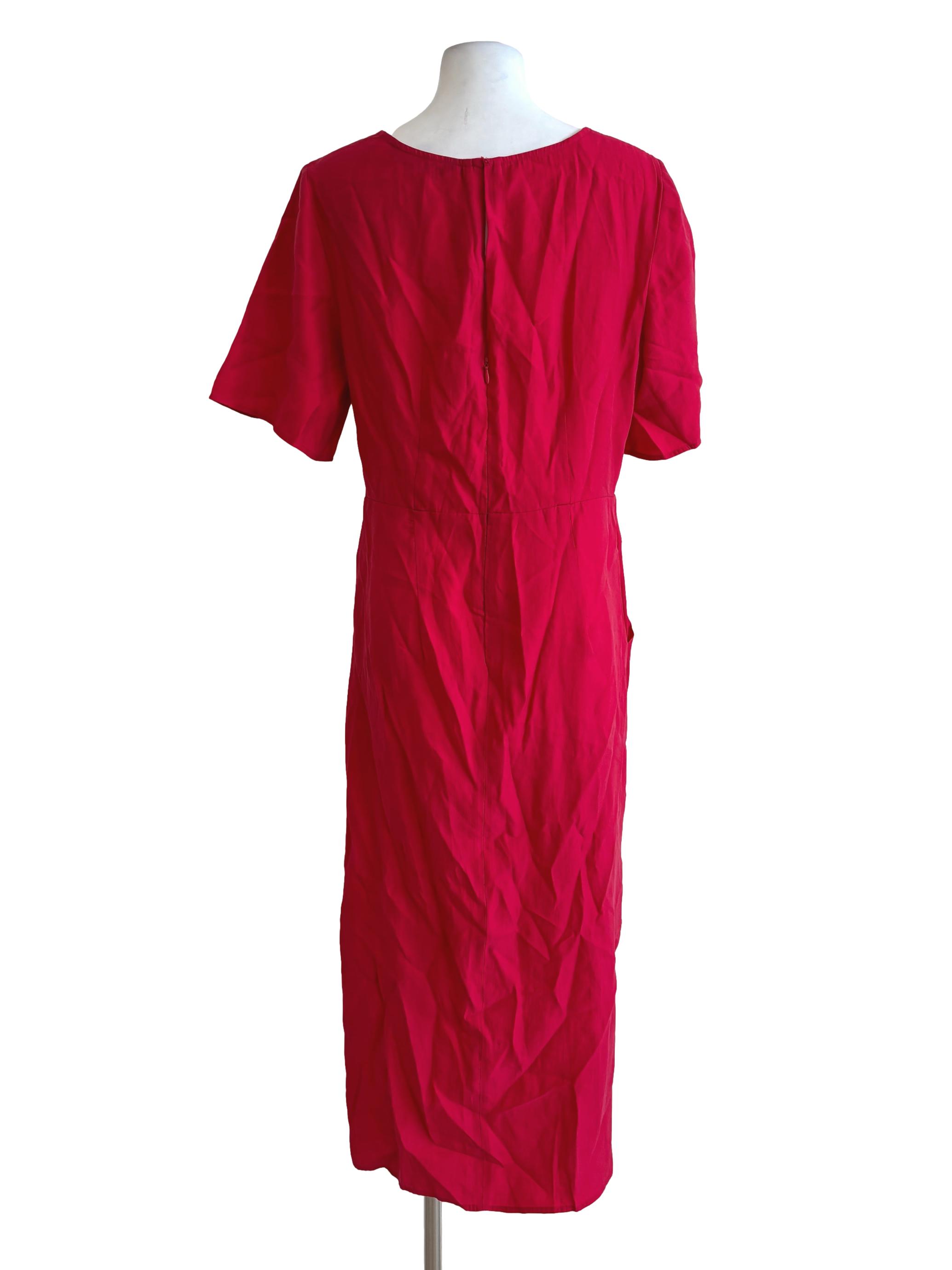 Ruby Red Front Twist V-Neck Dress